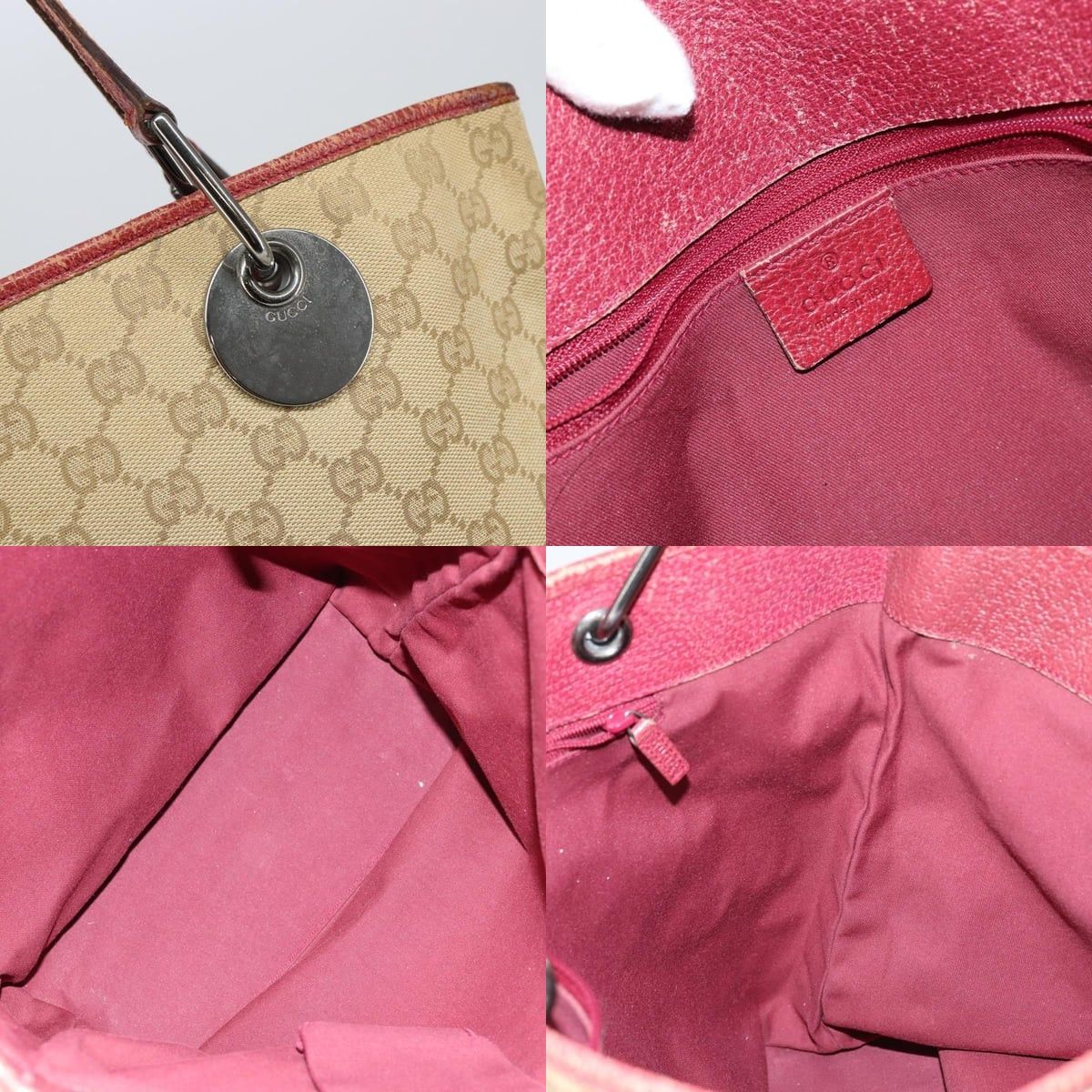 Gucci GUCCI GG Canvas Tote Bag Beige Silver Size ONE SIZE - 11 Thumbnail