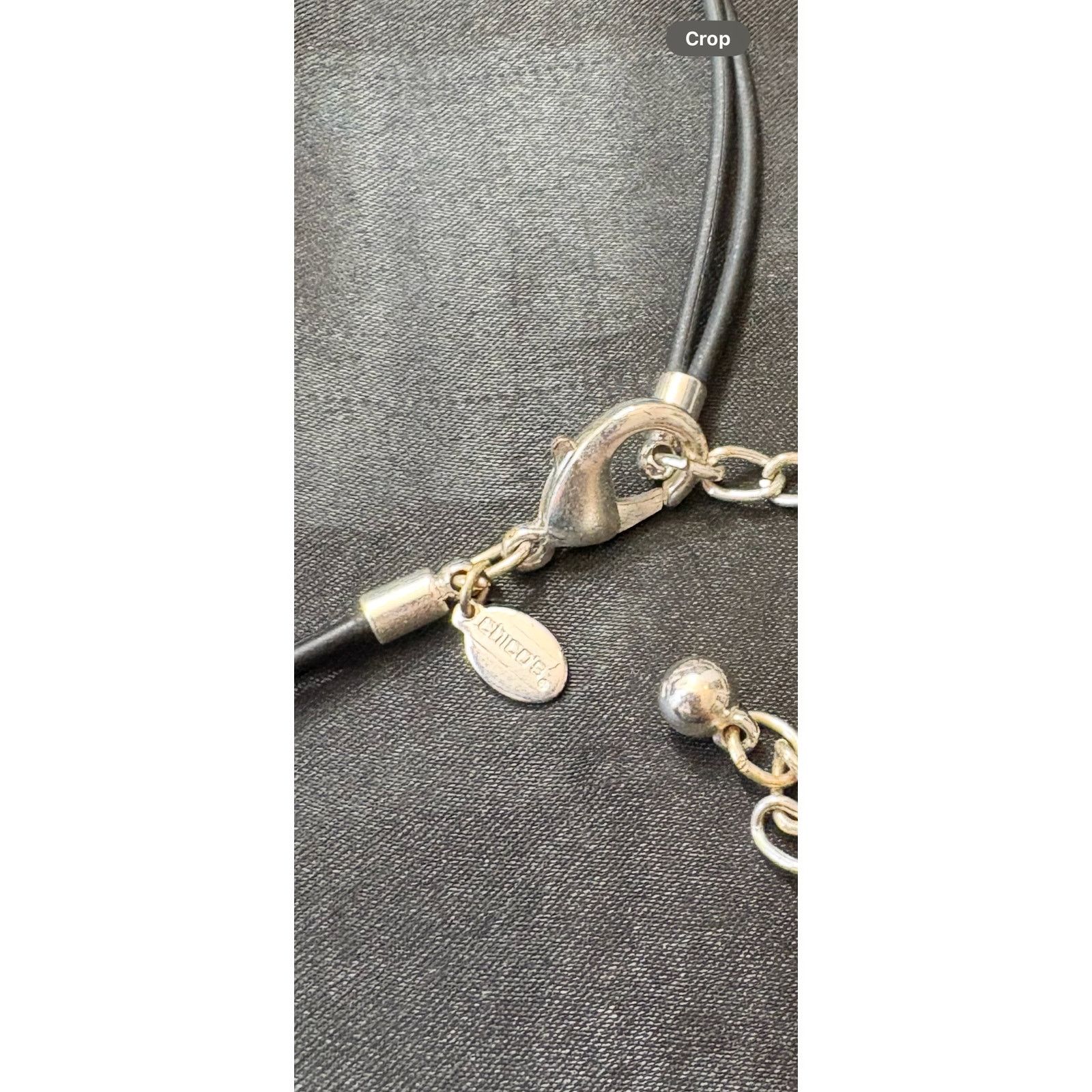 Other Chico’s Black Cord Necklace Silver Zebra Enamel Disc Pendant Size ONE SIZE - 7 Thumbnail