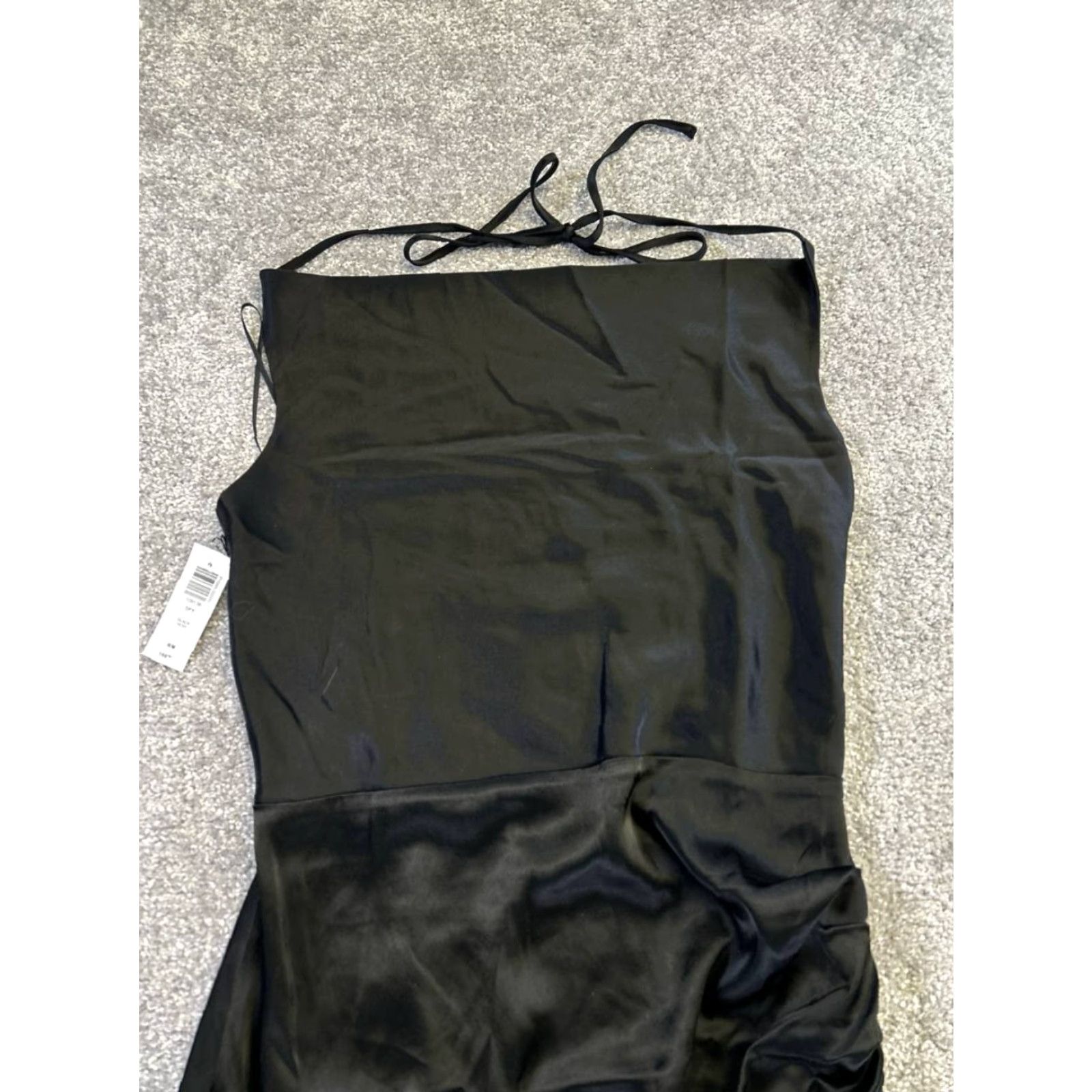 Babaton Ten Dress Womens Medium Black Satin Bodycon Blouson New