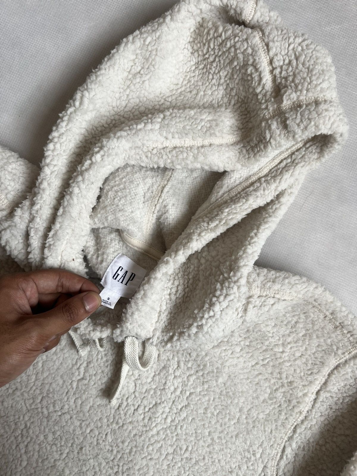 Gap Gap Fleece Sherpa Lining White Pullover Hoodie Size US S / EU 44-46 / 1 - 2 Thumbnail