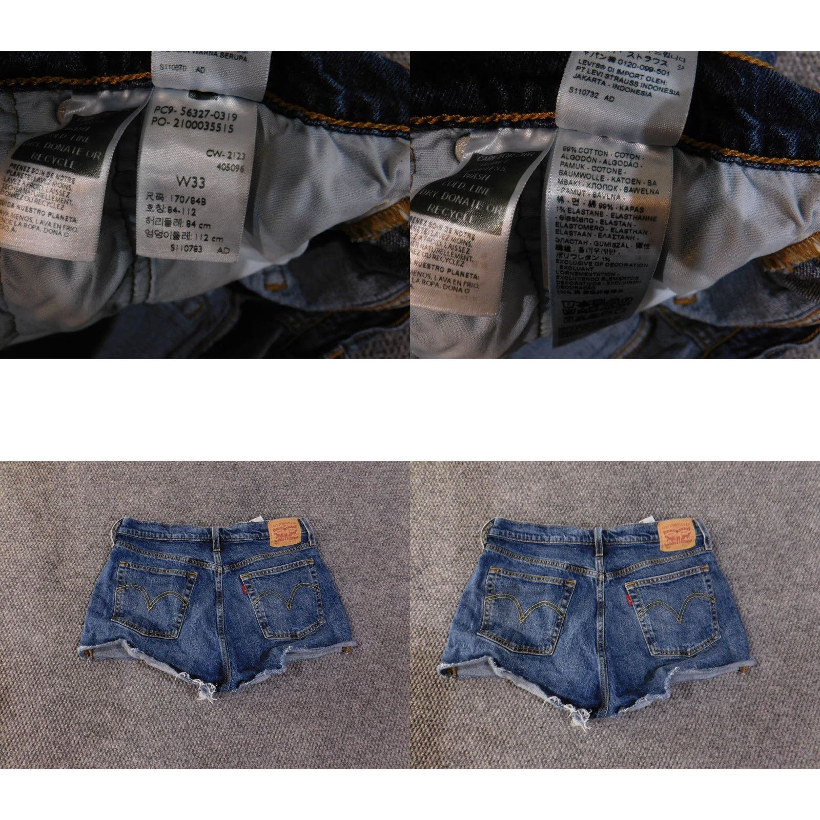 Levi's Levi’s Denim Shorts Womens 33 Blue Distressed Cut-Off Button Fly High Rise Casual Size 24" / US 00 / IT 34 - 8 Thumbnail