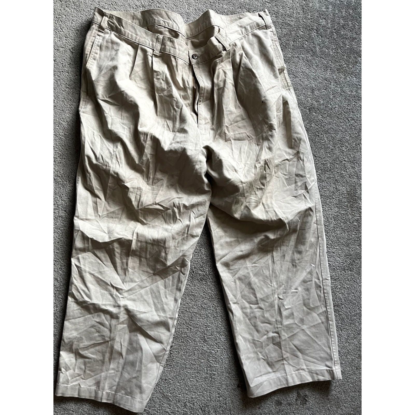 Dockers DOCKERS Classic Fit Pleated Dress Pants 44x25 Beige Hemmed Solid Vintage Size US 44 / EU 60 - 3 Thumbnail