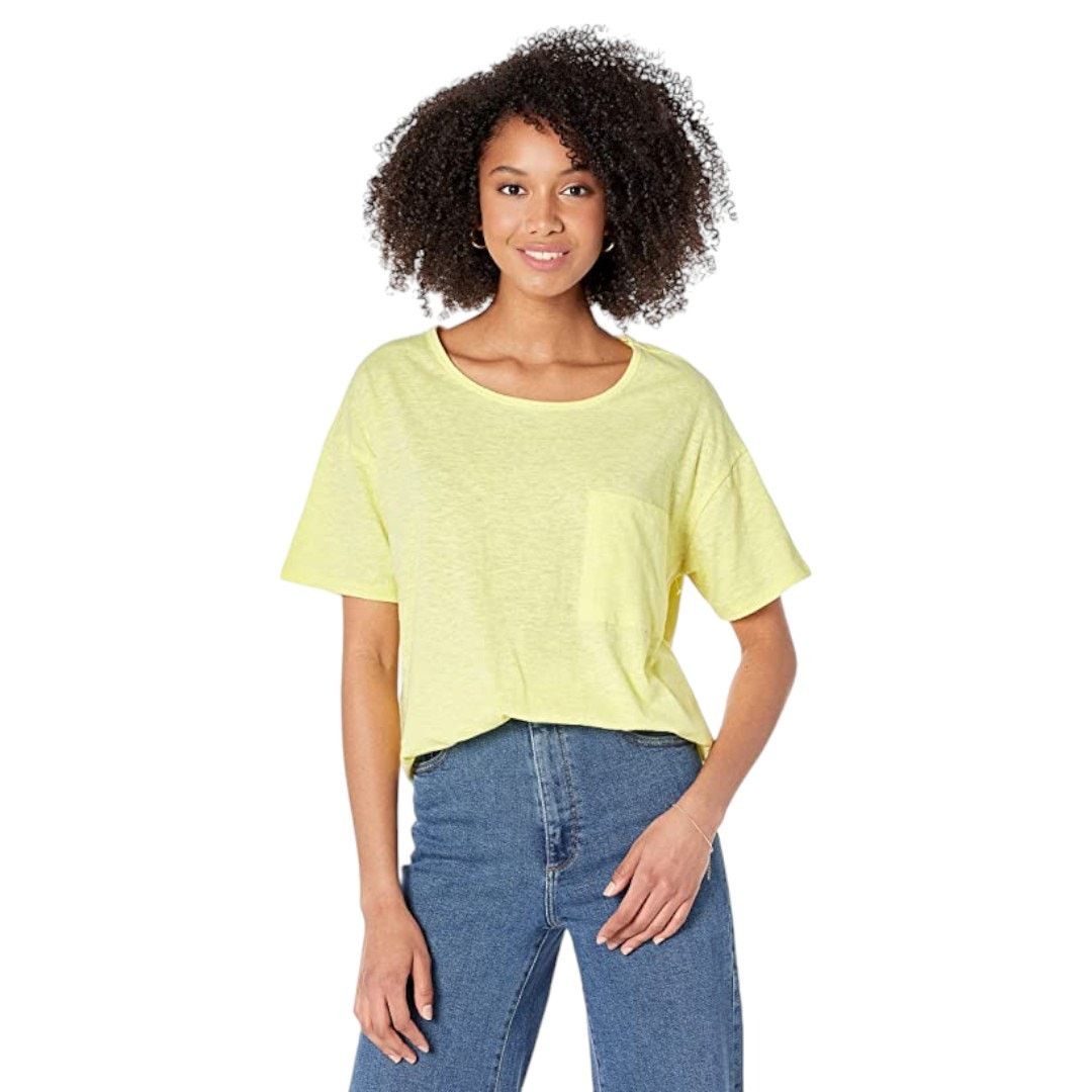 Other Three Dots Yellow Short Sleeve Pocket T Shirt Medium NWT $58 Size M / US 6-8 / IT 42-44 - 1 Thumbnail