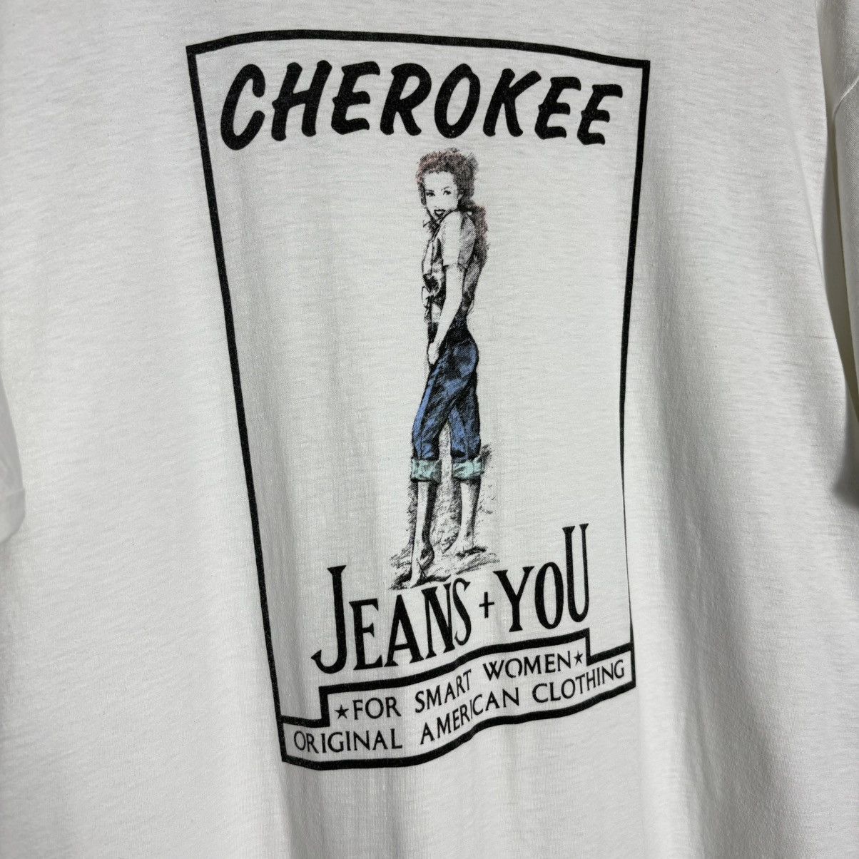 Vintage Vintage 90s Cherokee Jeans+You American Clothing Art T-Shirt Size US L / EU 52-54 / 3 - 2 Thumbnail