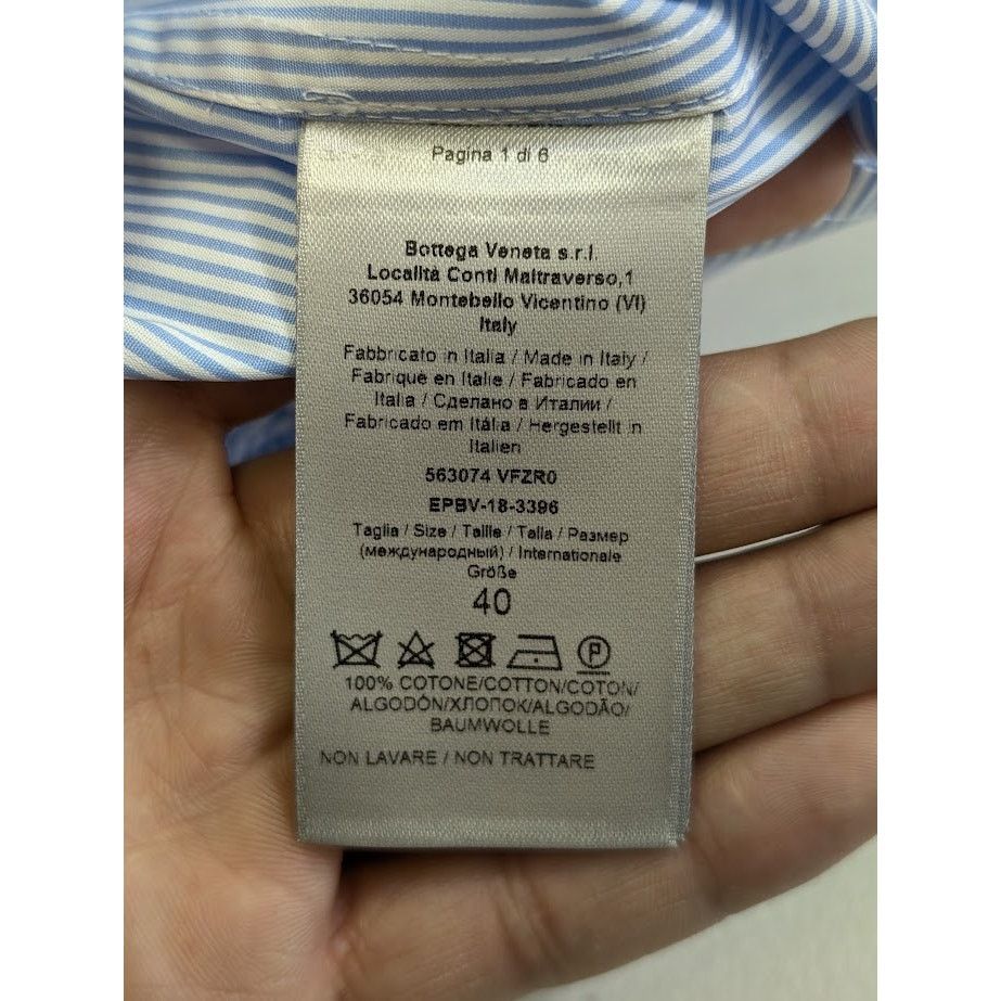 Bottega Veneta o1rshd1 Cotton Striped Shirt in White/Blue Size US M / EU 48-50 / 2 - 17 Thumbnail