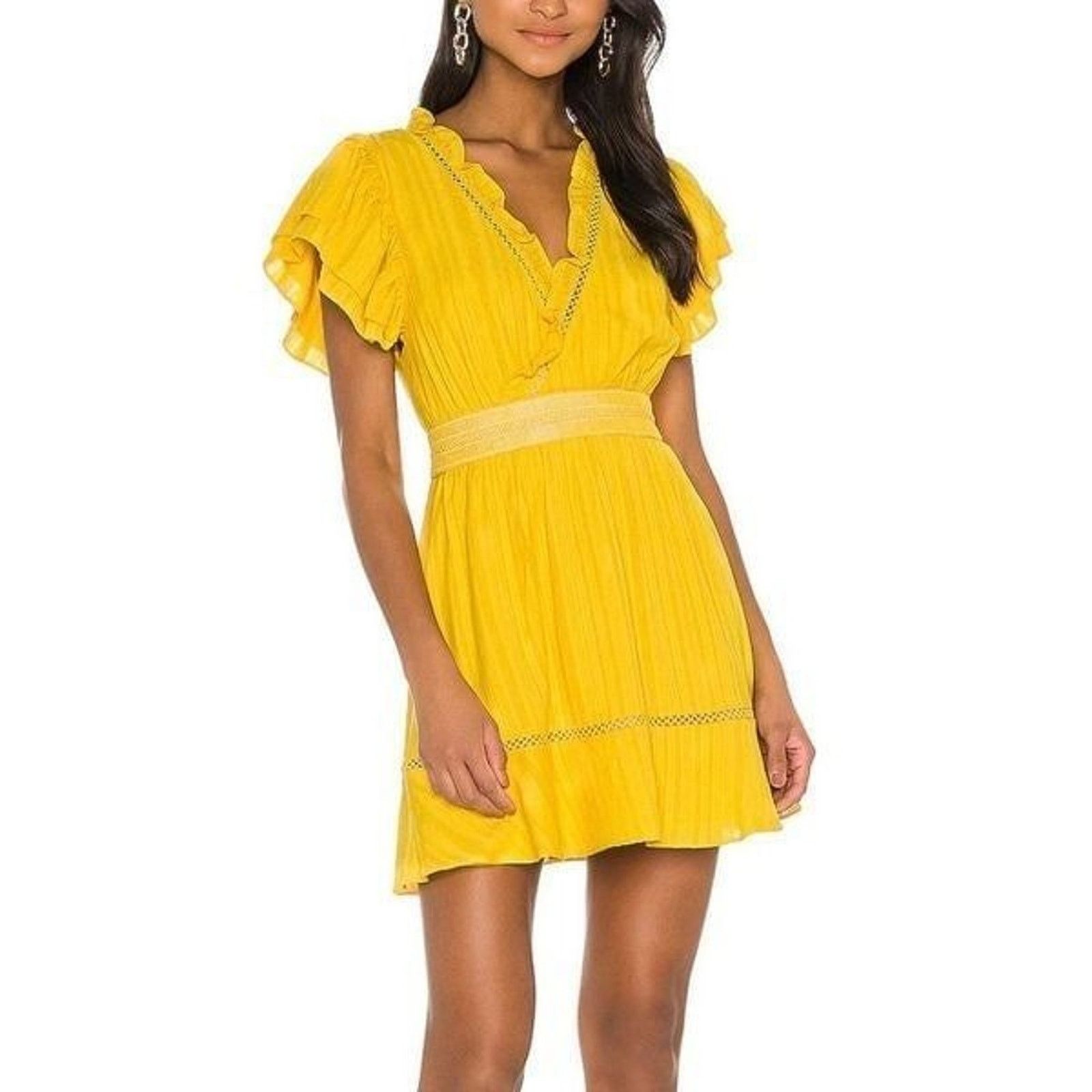 Anthropologie Tularosa Eliah DressYellow Eyelet size small, MSRP $228 Size S / US 4 / IT 40 - 1 Thumbnail