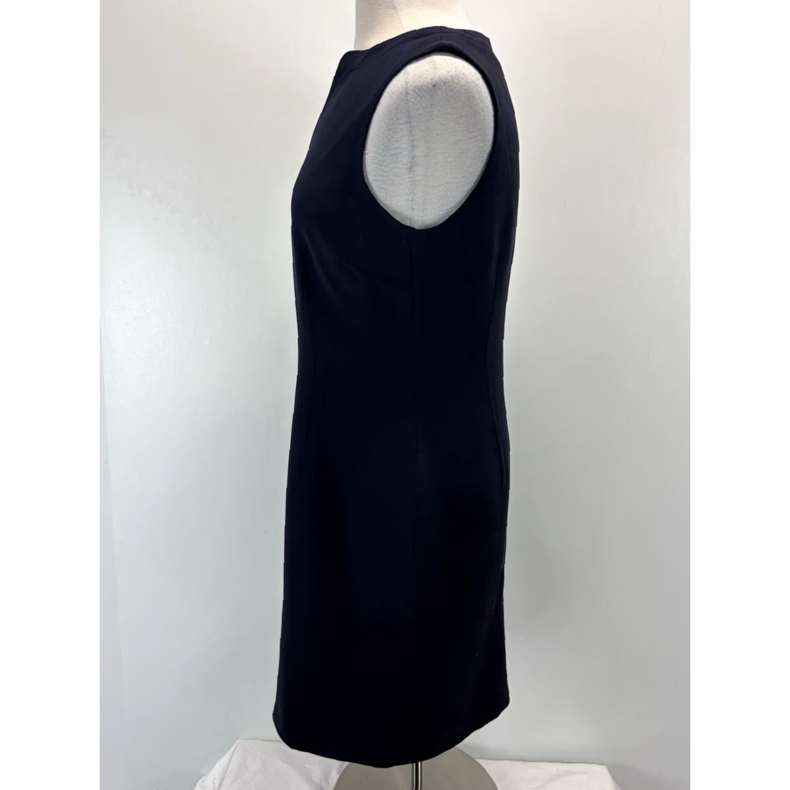 VINTAGE Jones New York Sheath Dress Sz 10 Dark Navy Lined Sleeveless Career Capsule Women Modern Classic Business Womens