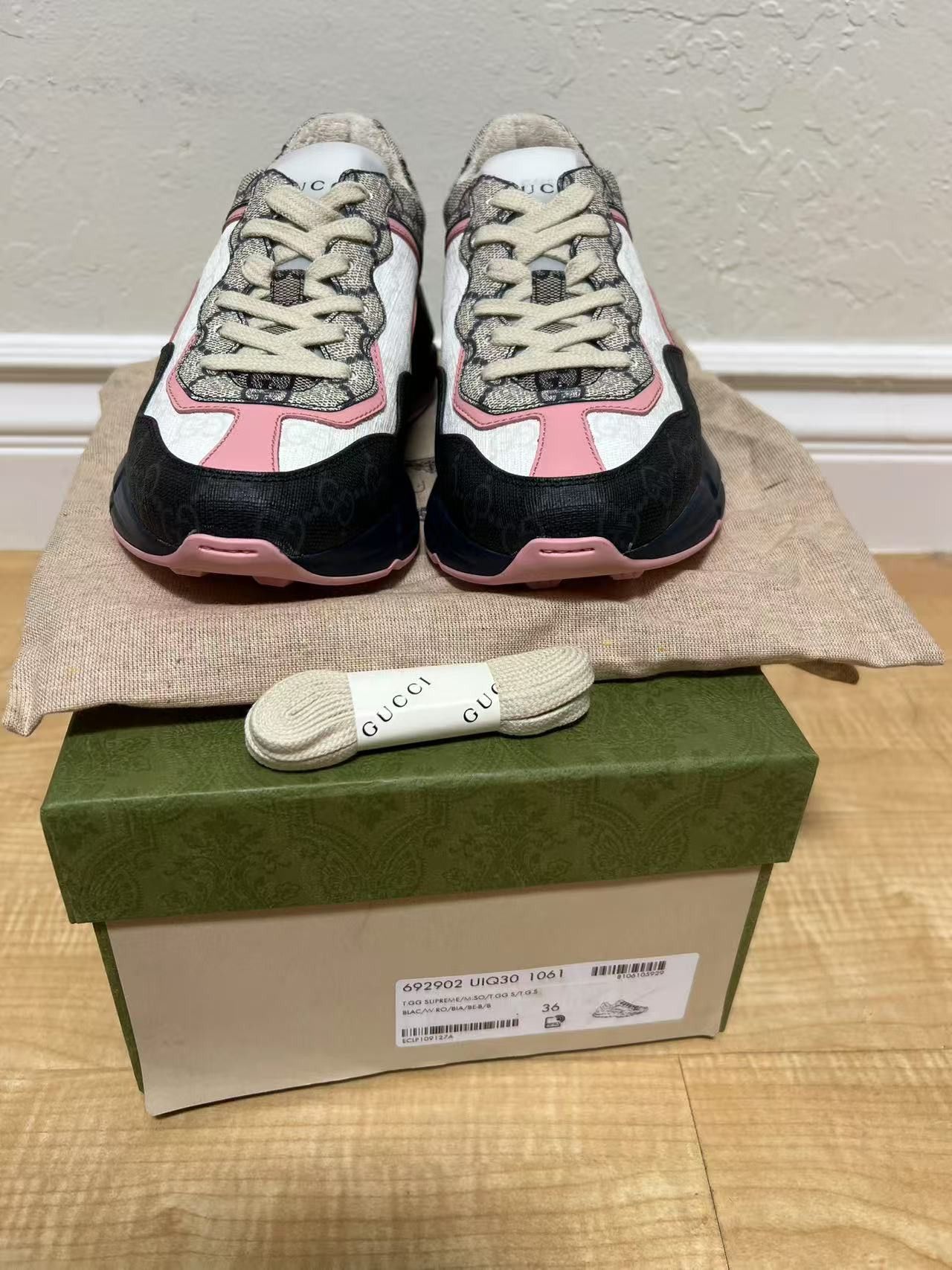 Gucci Gucci Rhyton Sneaker Beige Blue Monogram (Women's) Size US 6 / IT 36 - 1 Thumbnail