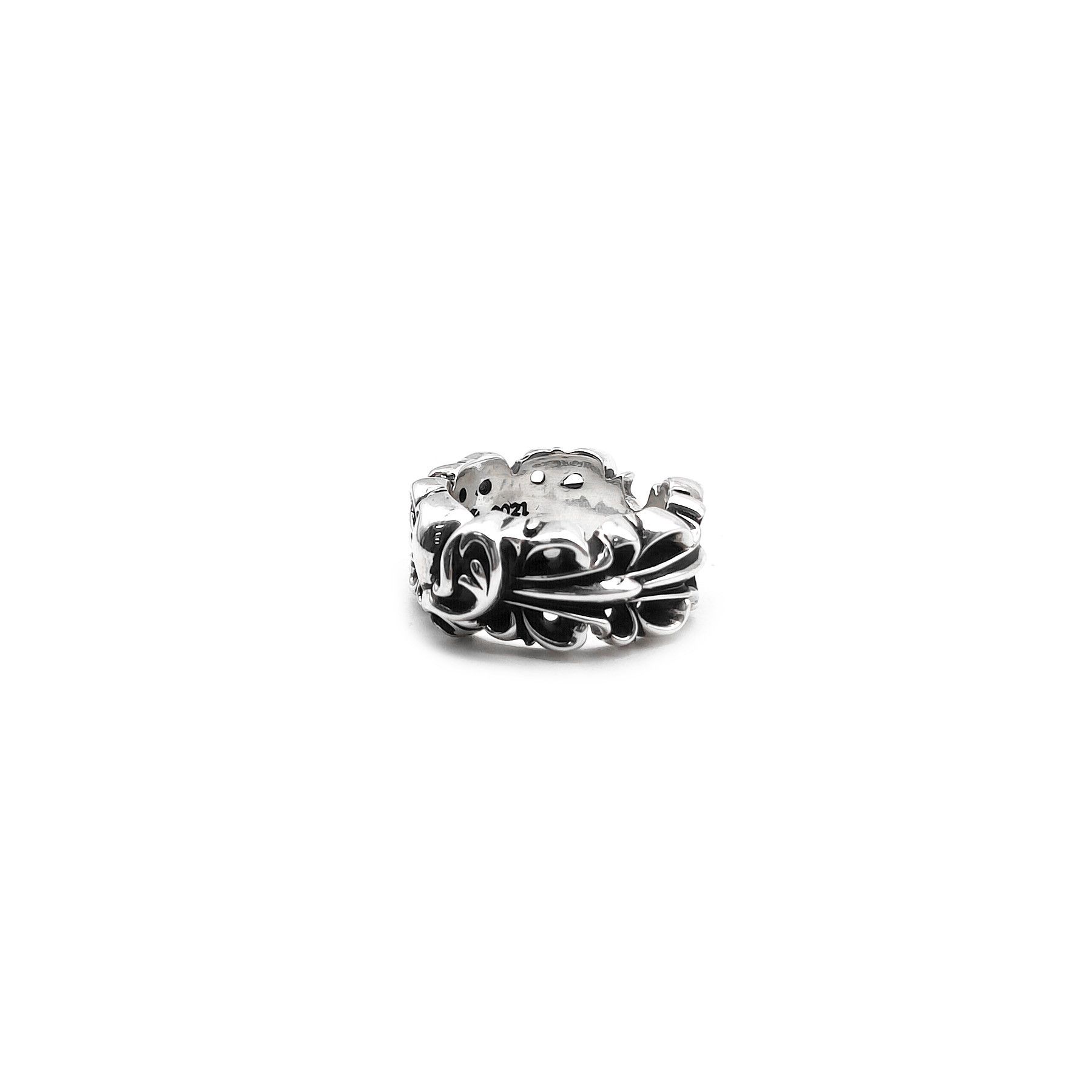 Chrome Hearts Chrome Hearts Silver Double Floral Cross Heart Ring Size ONE SIZE - 3 Thumbnail