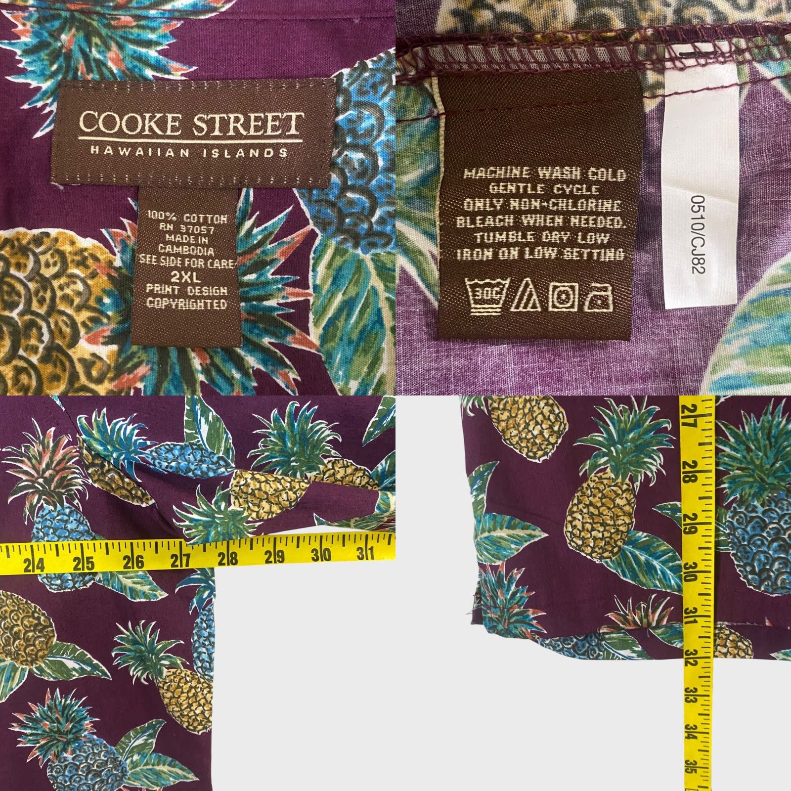 Vintage VINTAGE Cooke Street Hawaiian Shirt Men 2XL Short Sleeve Button-Up Pineapple Print Casual Beach Summer Size US XXL / EU 58 / 5 - 8 Thumbnail