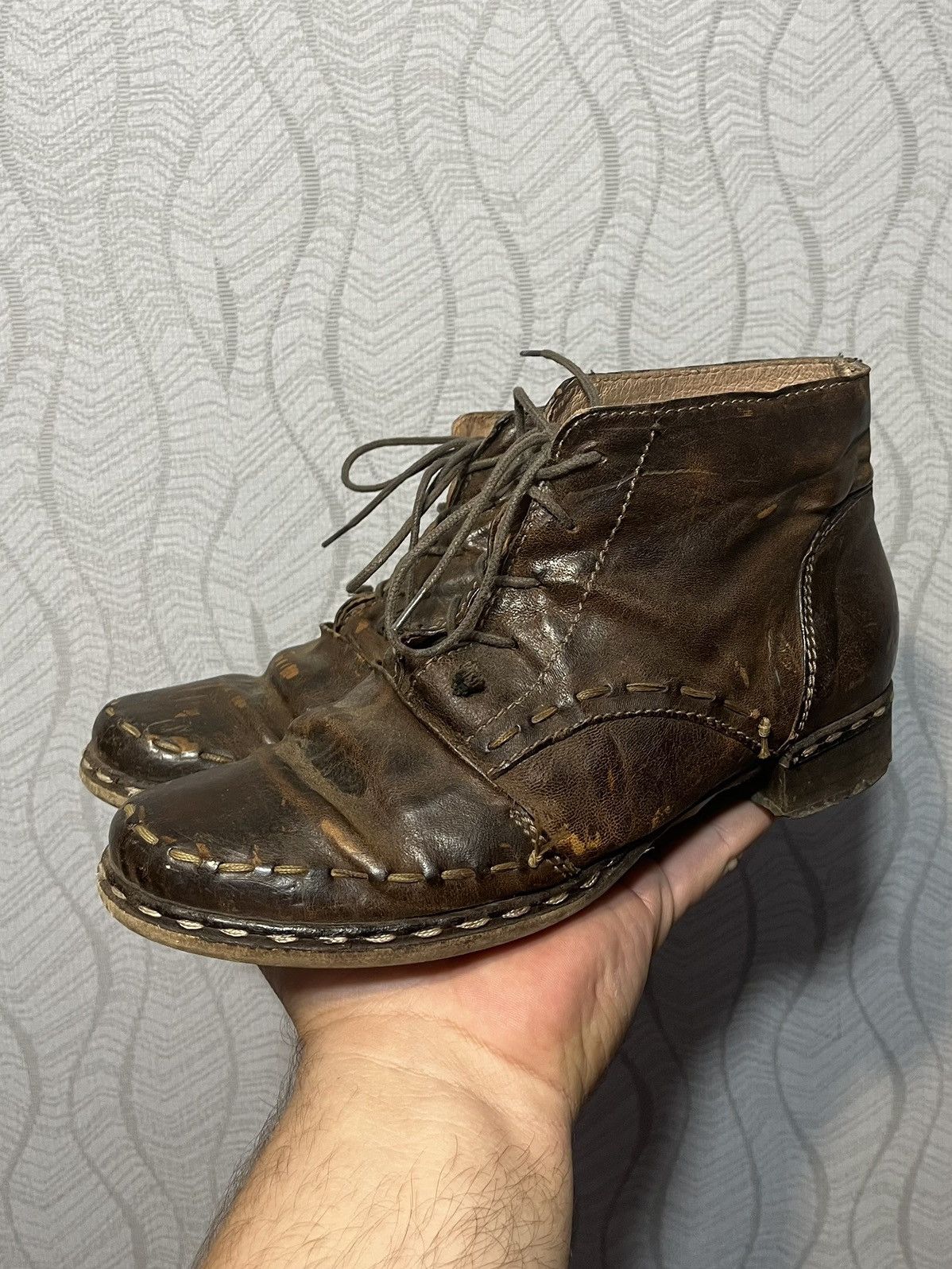 Elia Maurizi Clocharme Avant Garde Leather Distressed Guidi Style Boots Size US 7 / IT 37 - 6 Thumbnail