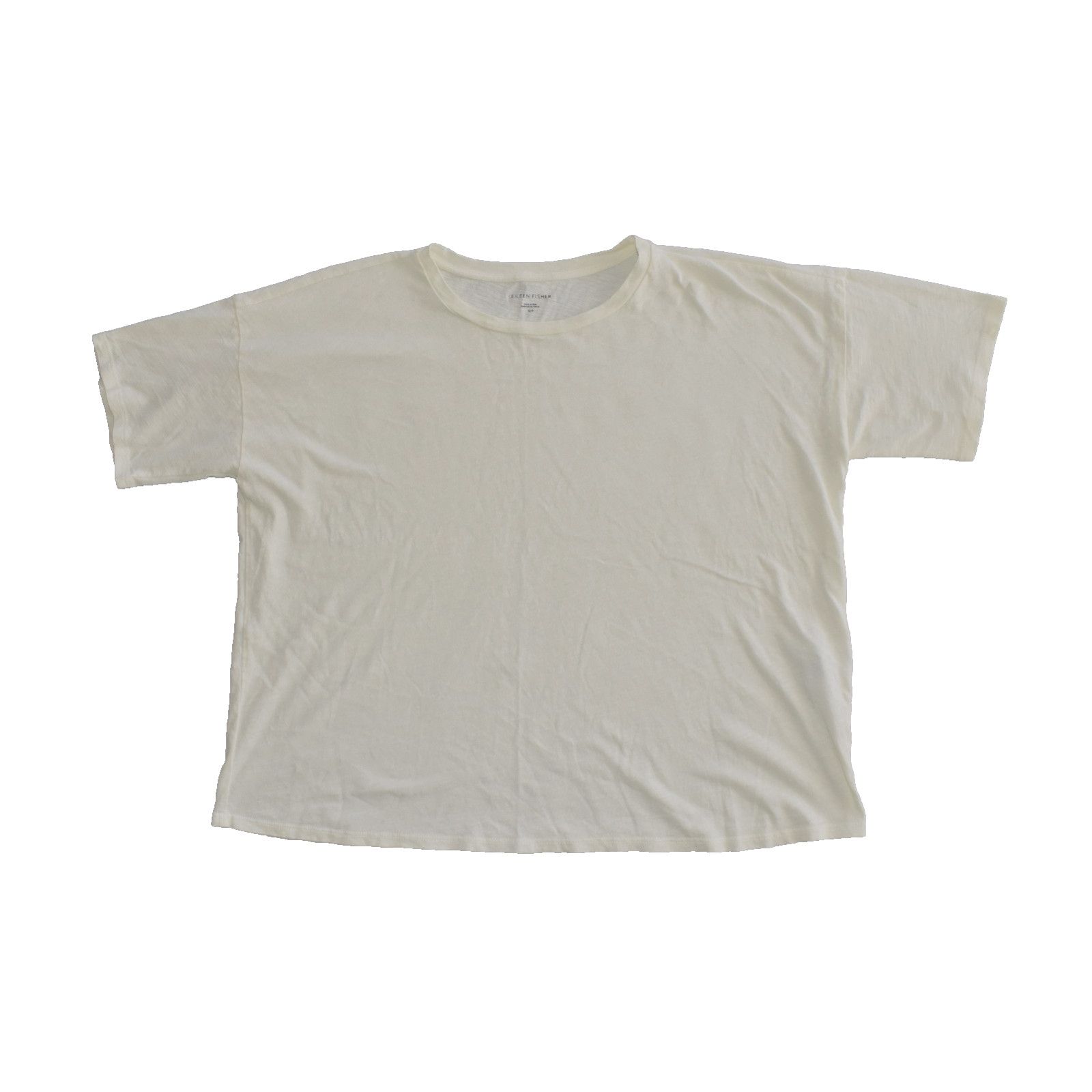 Eileen Fisher EILEEN FISHER Cream Peruvian Org Cotton Crew Neck SS Top S Size S / US 4 / IT 40 - 4 Thumbnail