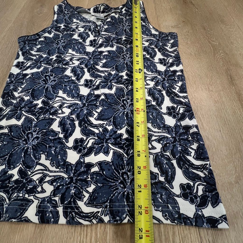 Vintage Crystal-Kobe, Blue & White Floral Vine Print Vintage Tank, W Size S / US 4 / IT 40 - 4 Thumbnail