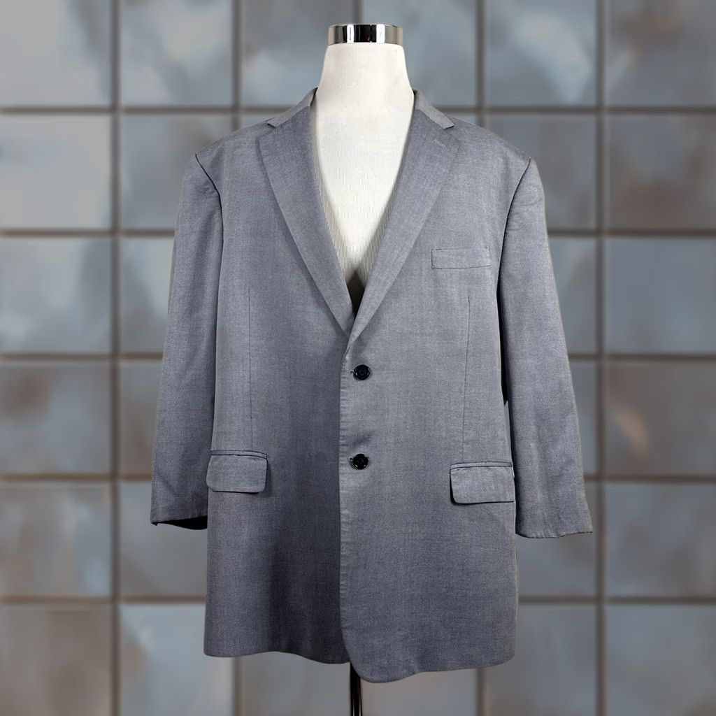 Jos. A. Bank Jos A Bank Sport Coat Gray Cotton Wool 2 Button Double Vented 52R Adult Mens Regular Tailored Fit Jacket Coat Notch Lapel Size US XS / EU 42 / 0 - 1 Thumbnail