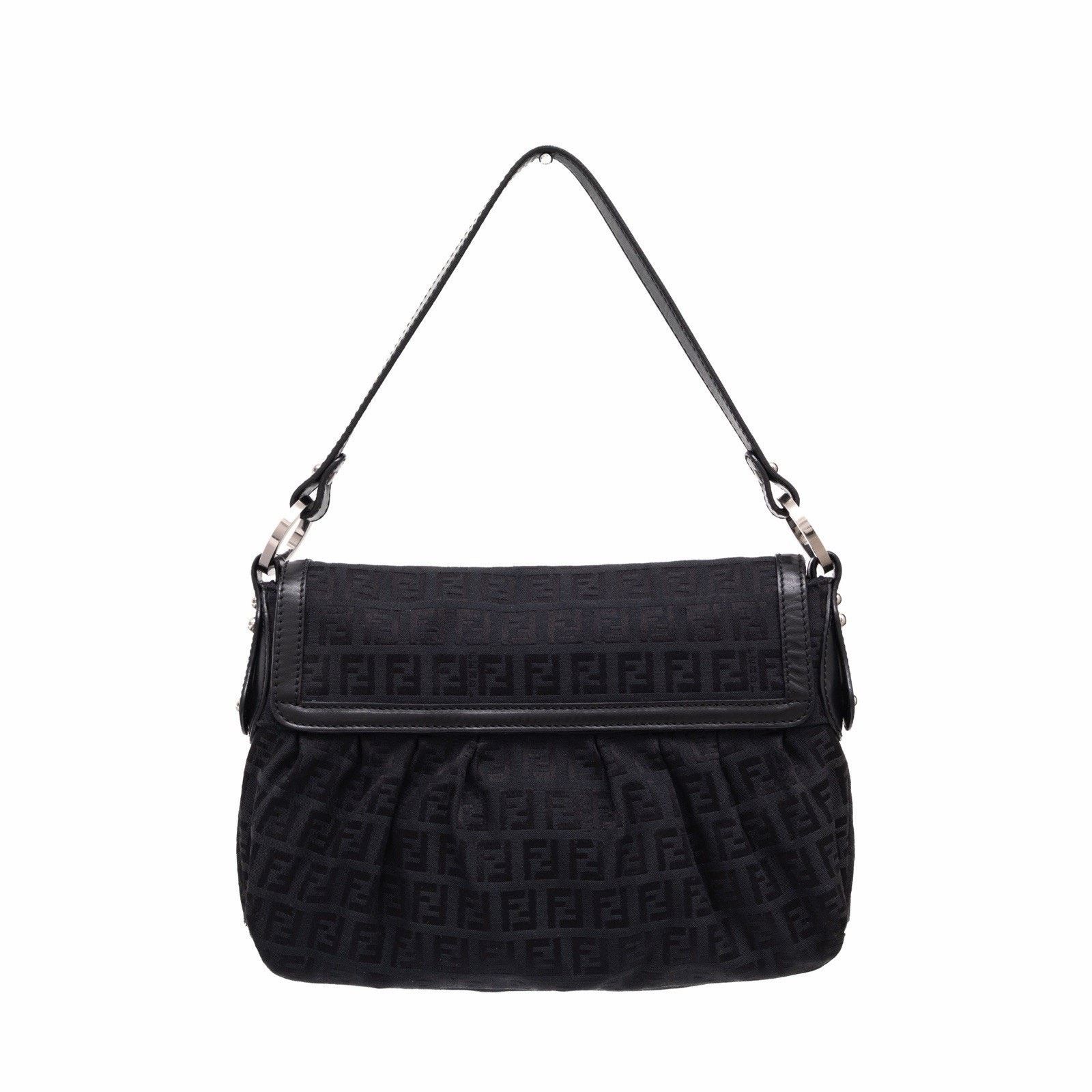 Fendi FENDI Black Zucchino FF Smal Chef Canvas Bag Hobo Shoulder Size ONE SIZE - 6 Thumbnail