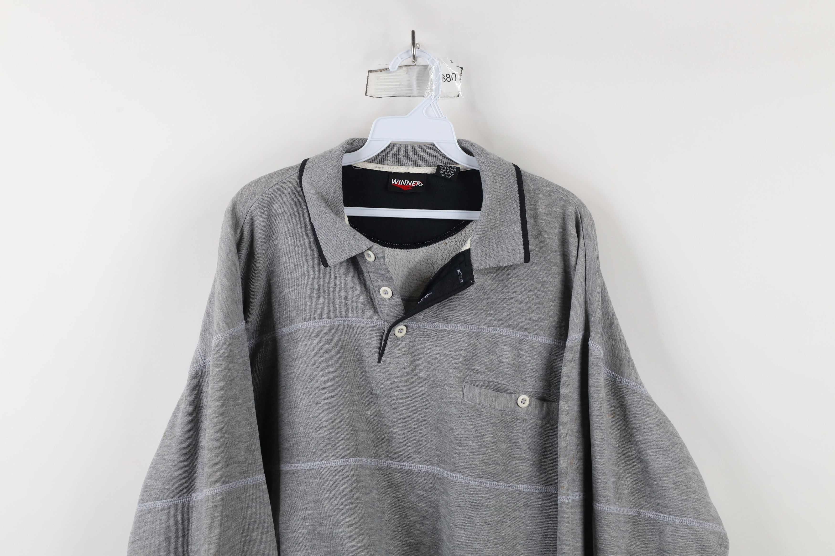 Vintage Vintage 90s Streetwear Striped Collared Pullover Sweatshirt Size US L / EU 52-54 / 3 - 2 Thumbnail
