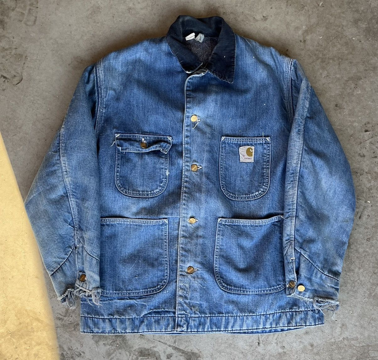 Image of 70's Carhartt Chore Work Blanket Lined Jacket in Blue, Men's (Size XL)