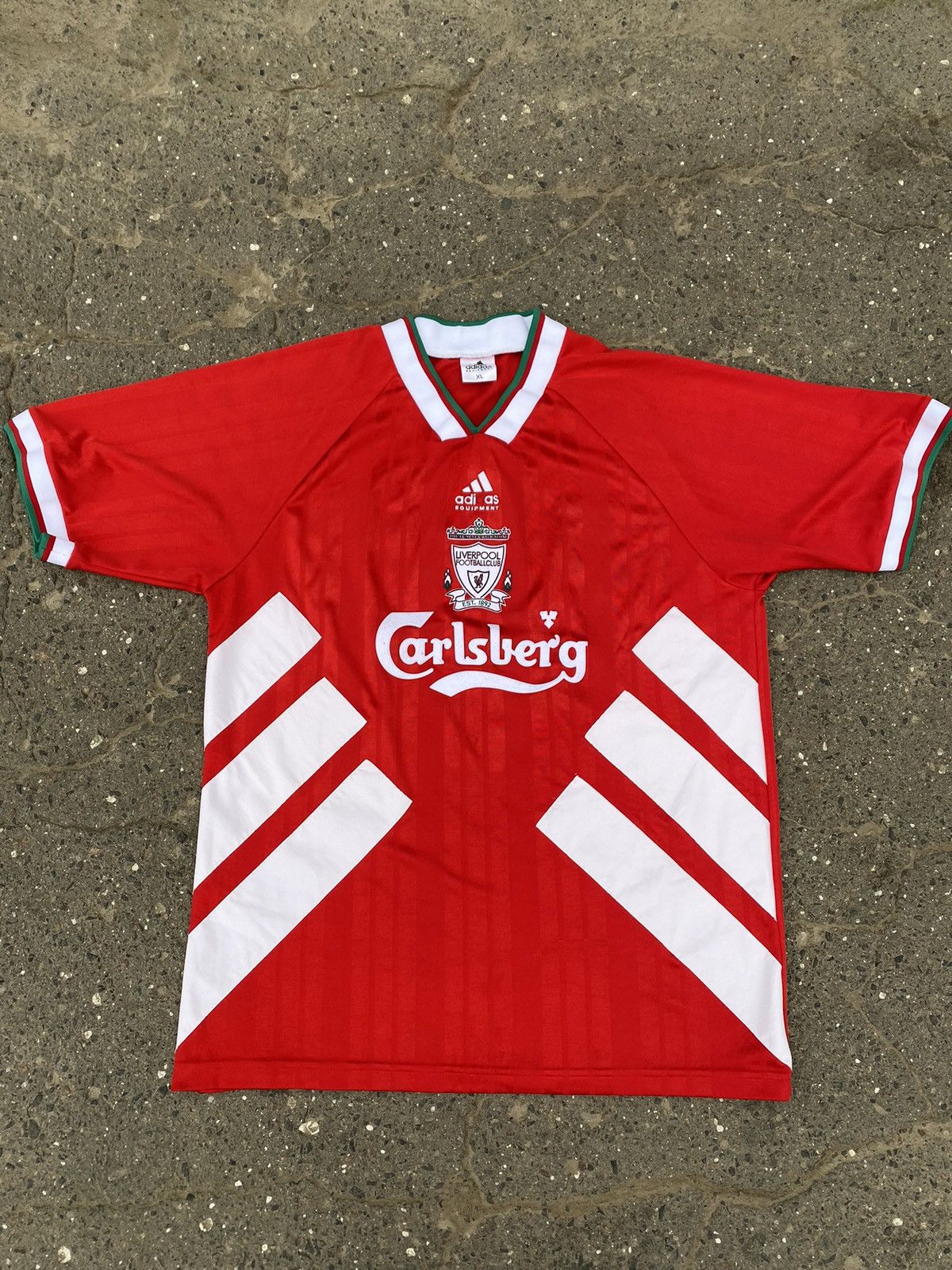 image of VTG 1993 Liverpool Fc Home Adidas Equipment Soccer Jersey in Red, Men's (Size XL)