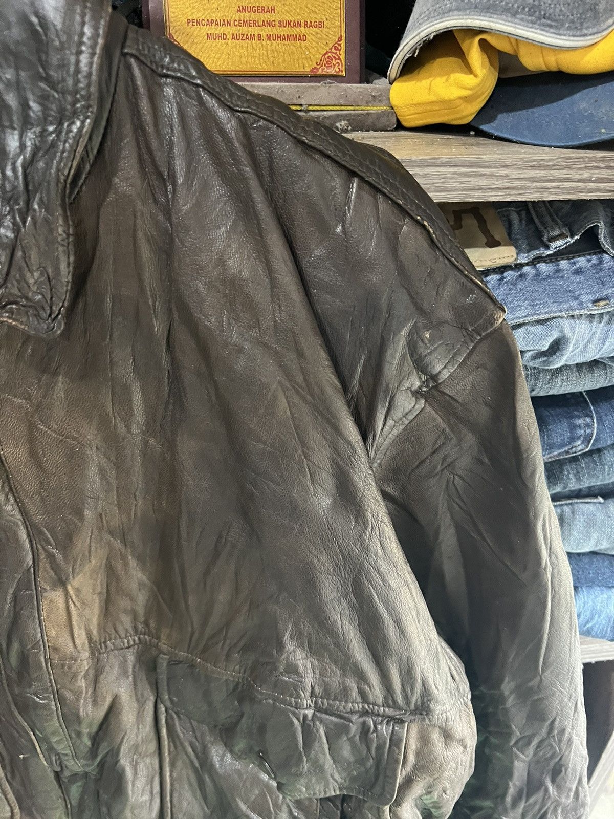 Genuine Leather 🔥Vintage Unknown Brand Real Leather Jacket Size US XL / EU 56 / 4 - 6 Thumbnail