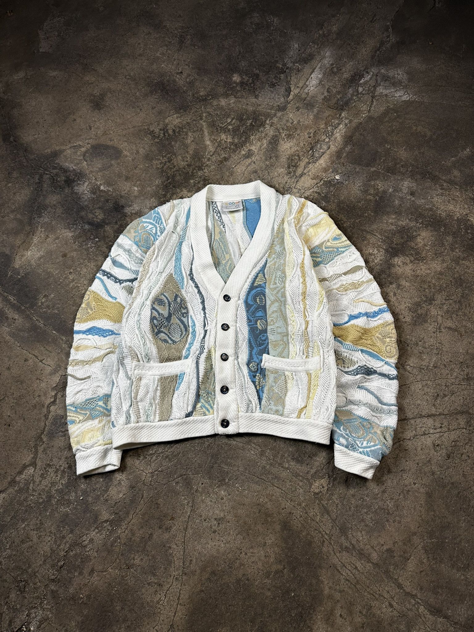 Coogi 90s Crazy Coogi Cable Knit Cotton Cardigan Size US M / EU 48-50 / 2 - 1 Thumbnail