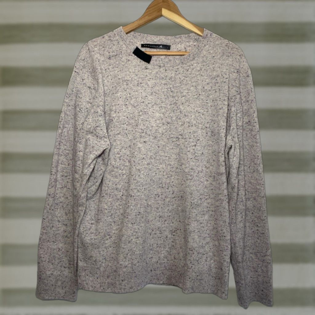 Vintage VINTAGE Redvanly Men's Gray Purple Merino Wool Crewneck Sweater L Pullover Knit 100% Merino Wool Classic Winter Casual Mens Size US L / EU 52-54 / 3 - 1 Thumbnail