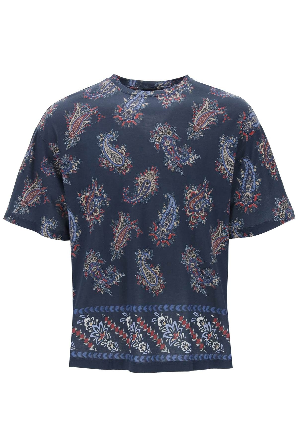 Image of Etro Paisley Print Crewneck T in Blue, Men's (Size Small)