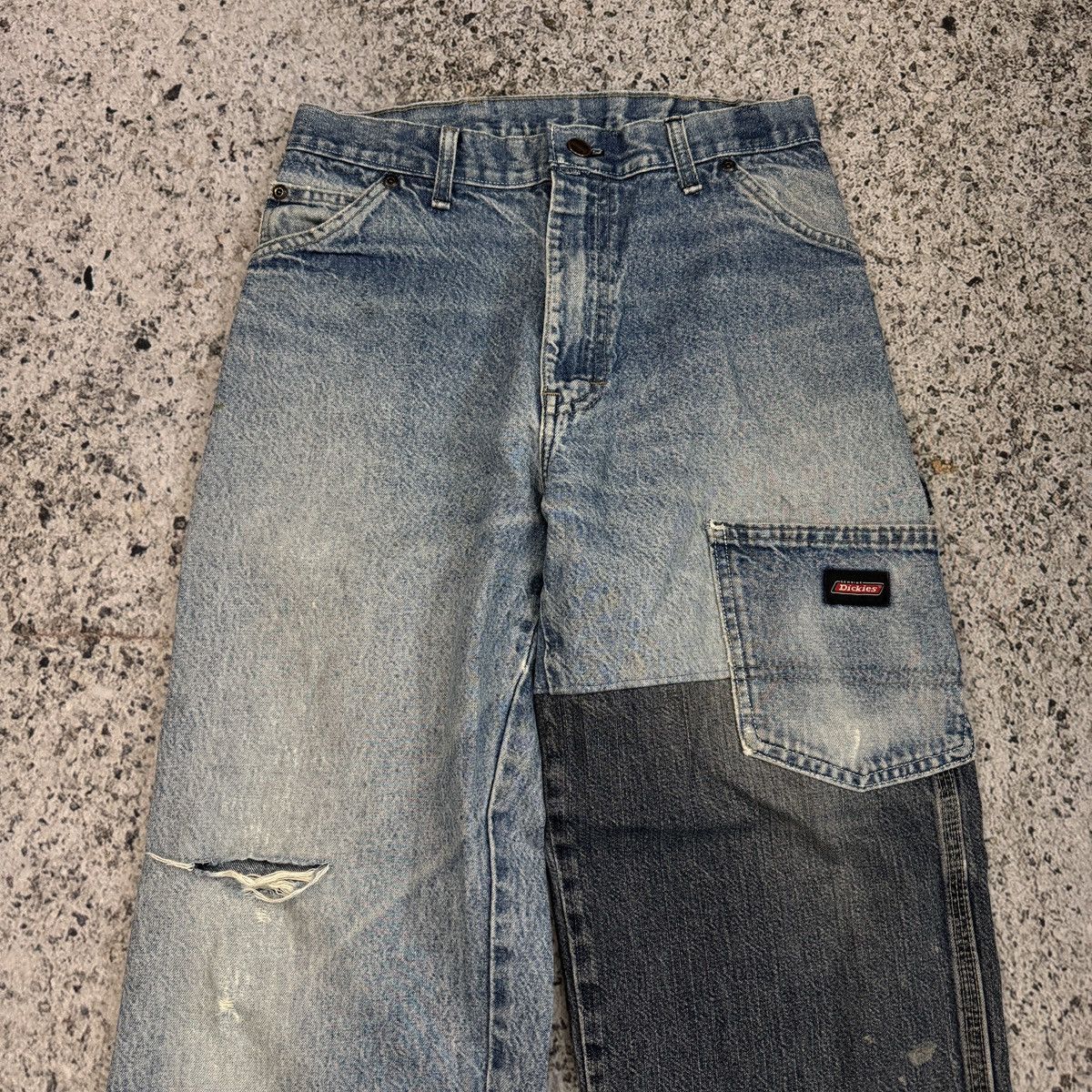 Vintage Dickies Patchwork Faded Thrashed Carpenter Jeans ERD Grunge Size US 28 / EU 44 - 3 Thumbnail