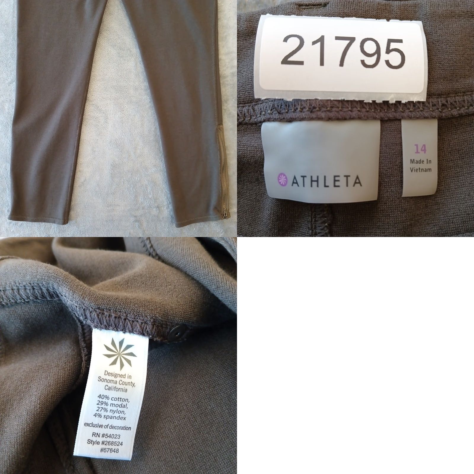 Athleta Athleta Pants Womens Size 14 Gray Ankle Zip Skinny Stretch Pockets 33x28.5 Size 36" / US 14 / IT 50 - 8 Thumbnail