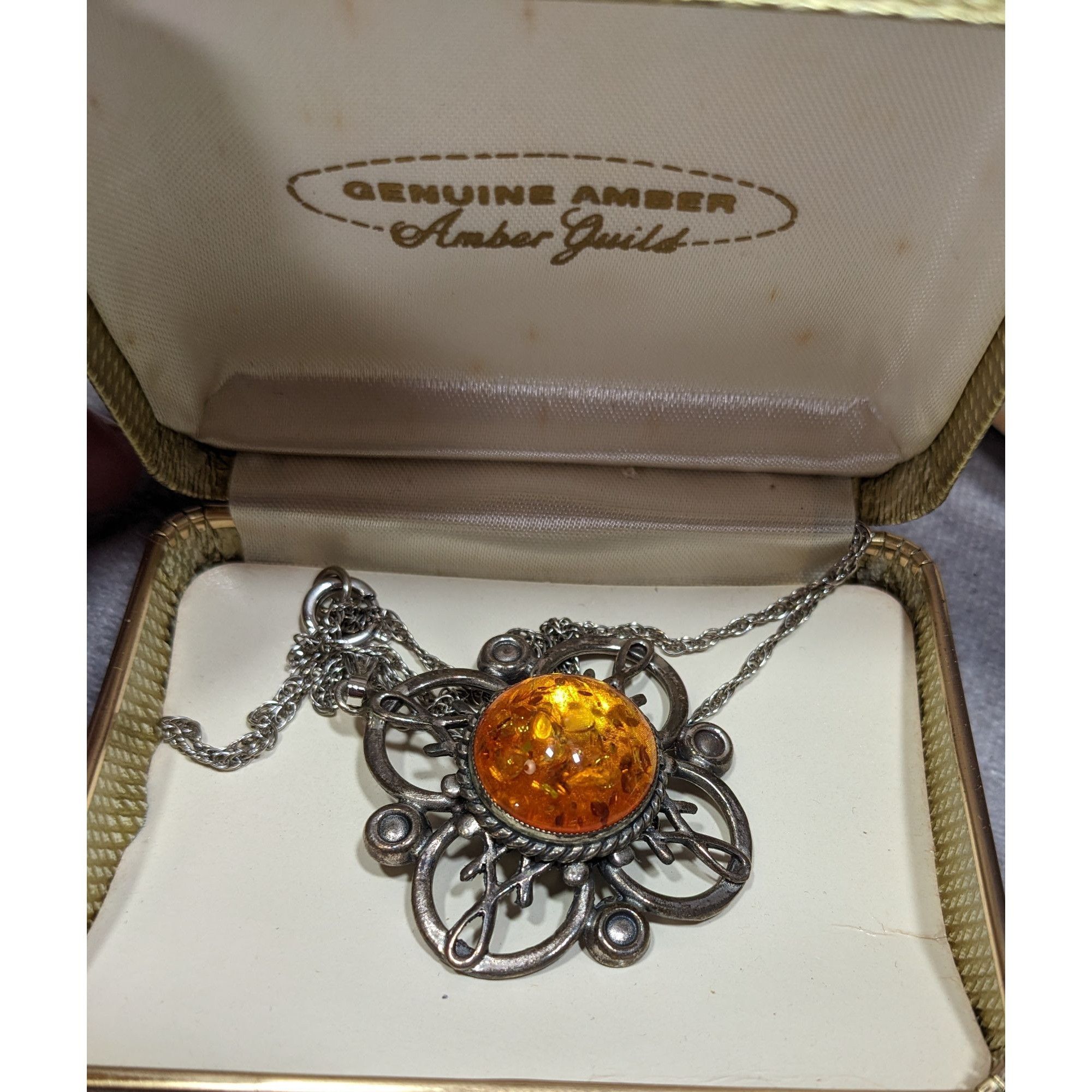 Other Vintage Amber Guild Sterling Silver And Amber Flower Necklac Size ONE SIZE - 5 Thumbnail