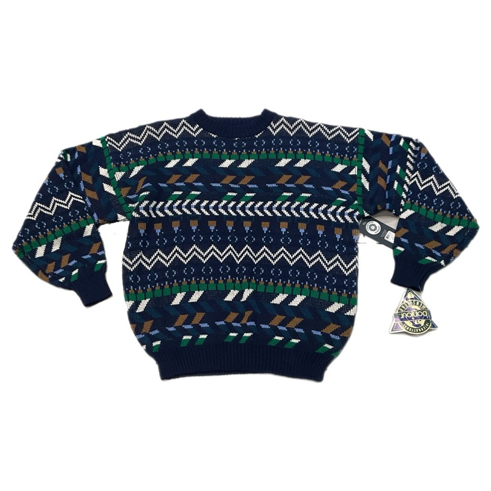 Vintage Bonjour International Menswear Knit Sweater Size US L / EU 52-54 / 3 - 1 Thumbnail
