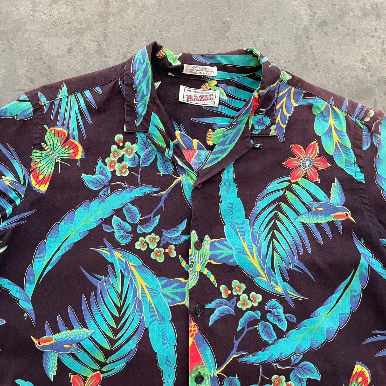 Vintage Vintage Independently Basic Black Hawaiian Shirt Size US L / EU 52-54 / 3 - 2 Thumbnail