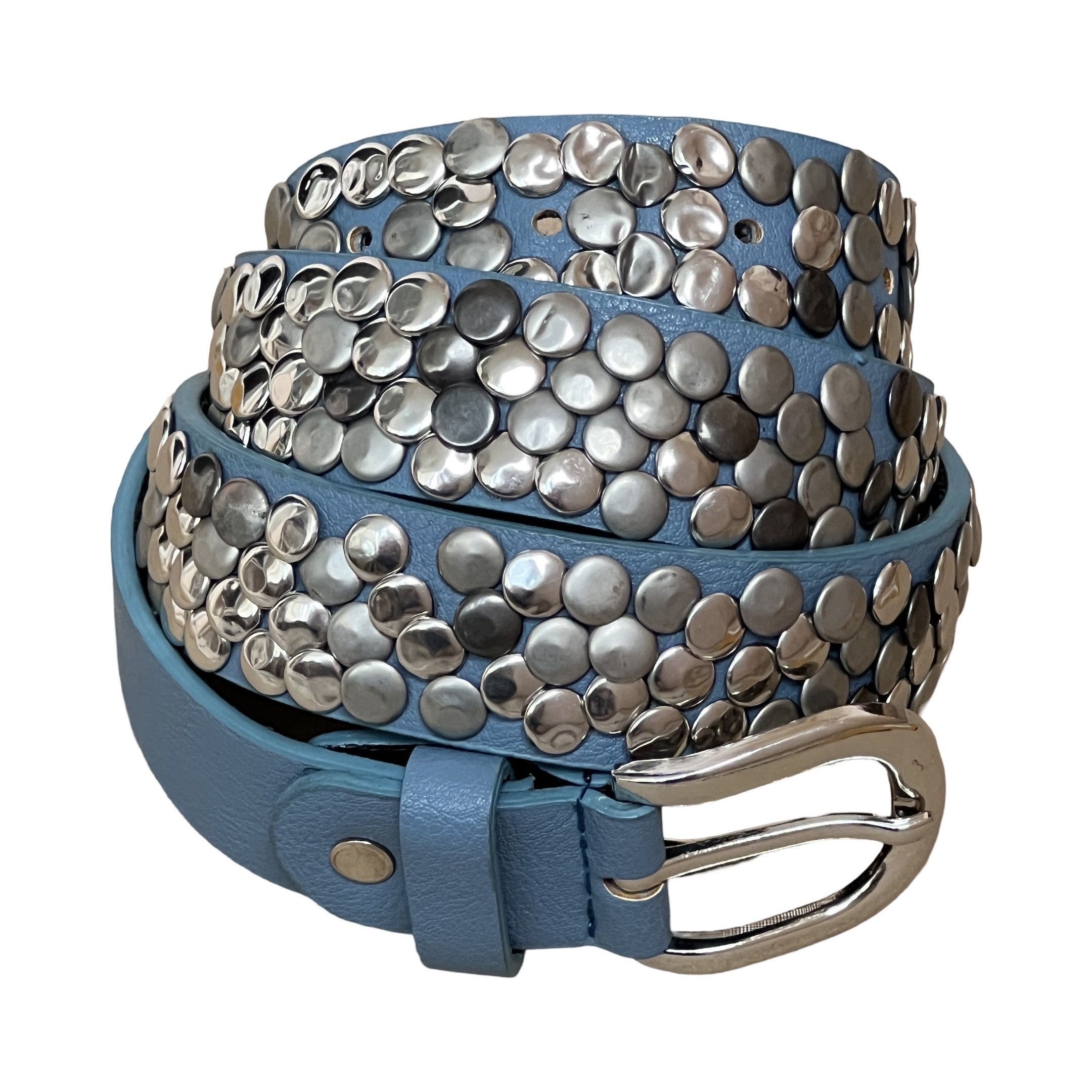 Vintage BB Style Rhinestones Blue Punk Style Belt Blue Size ONE SIZE - 1 Thumbnail
