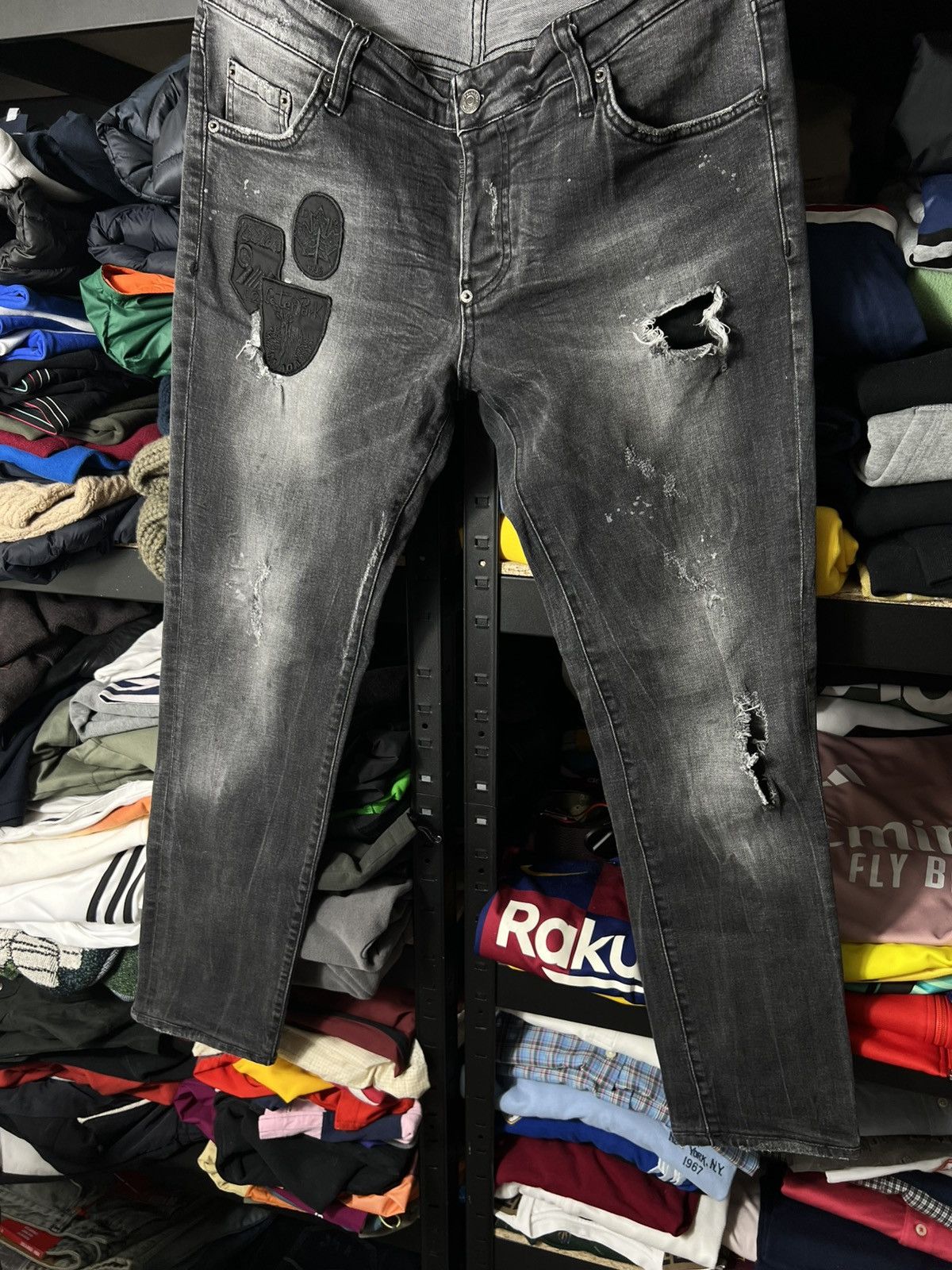 Dsquared2 Dsquared2 Slim Distressed Ripped Jeans Grey Wash Patch Denim Size US 36 / EU 52 - 3 Thumbnail