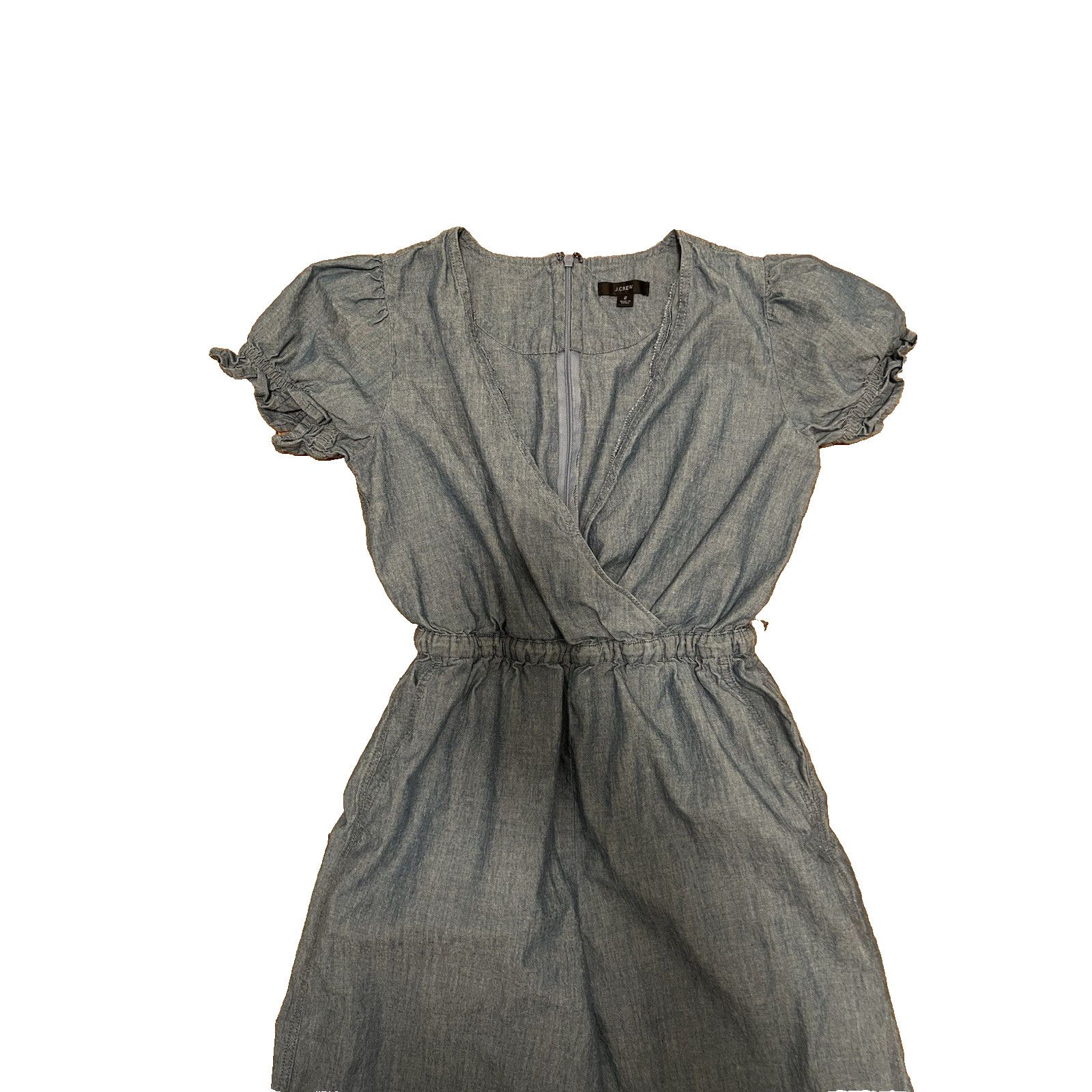 J.Crew J.Crew Ruffle Chambr Jumpsuit 2 Denim Cotton No Belt A003110 Size 26" / US 2 / IT 38 - 3 Thumbnail