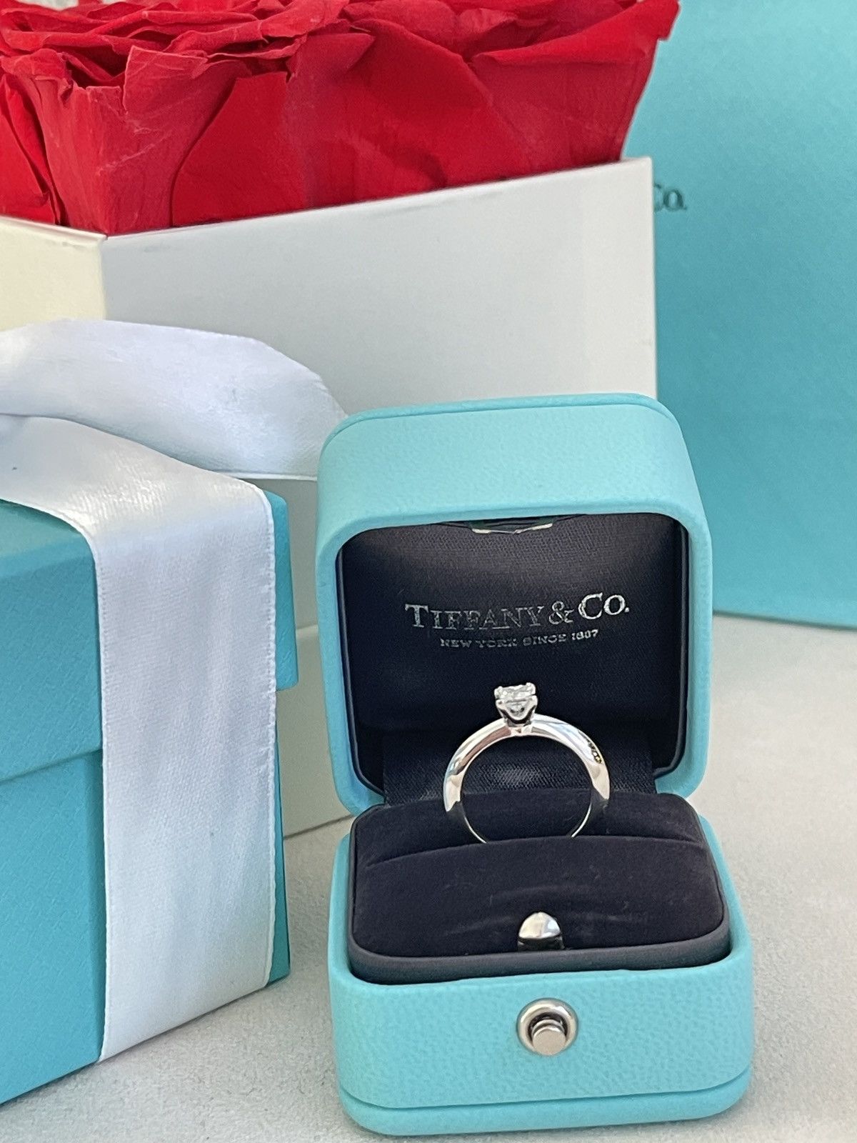 Tiffany & Co. Tiffany & Co. Platinum .31 Princess Cut Diamond Ring 4 $2880 Size ONE SIZE - 8 Thumbnail