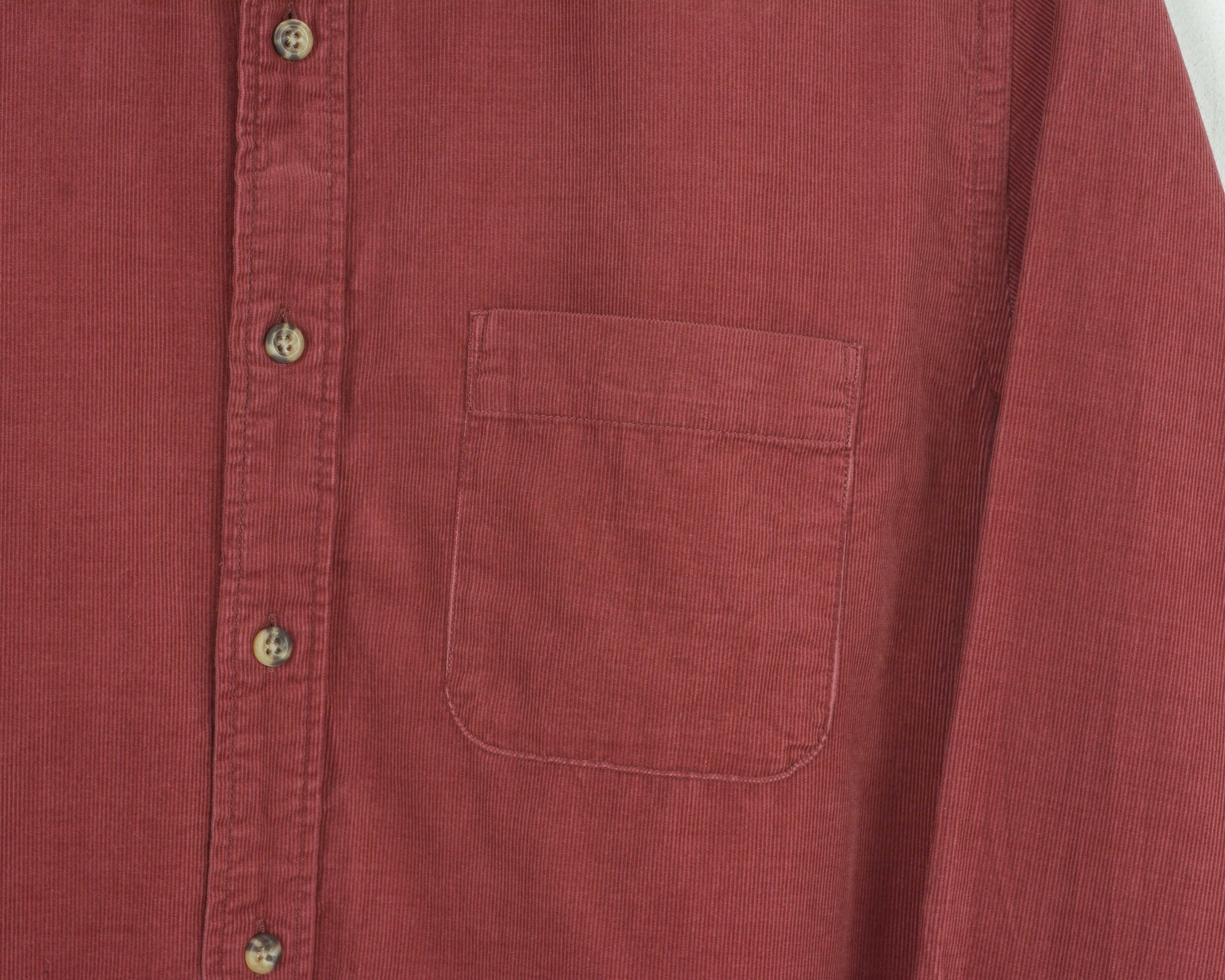 Uniqlo Mens M Corduroy Shirt Cords Western Trucker Cowboy Maroon Size US M / EU 48-50 / 2 - 3 Thumbnail