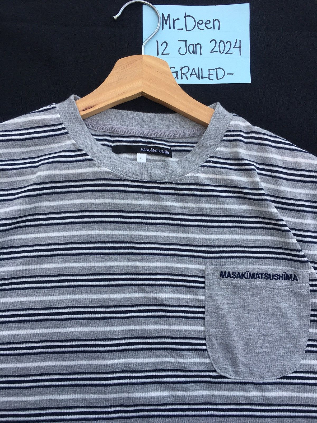image of Vintage Masaki Matsushima Stripes Tshirt in Black, Men's (Size Large)