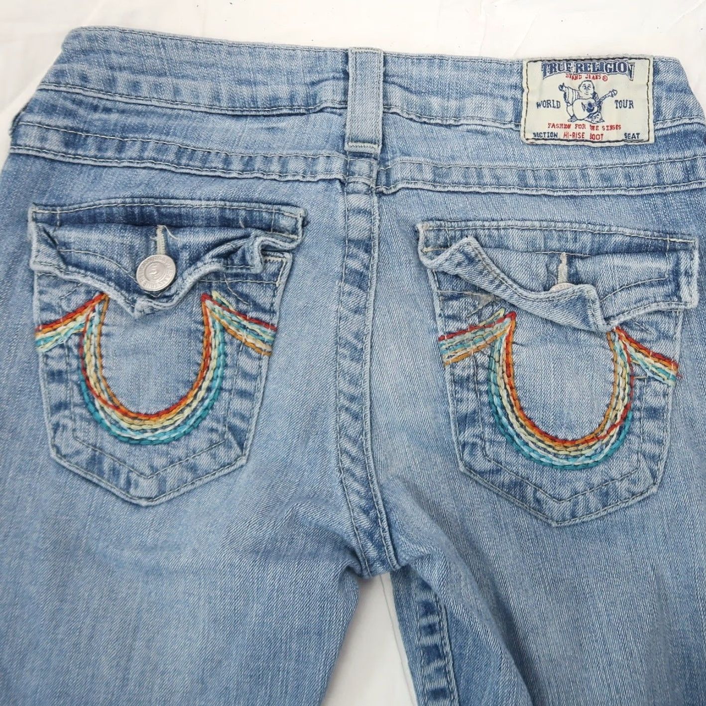 True Religion VINTAGE True Religion Jeans Bootcut 26 Womens Denim Bohemian Rainbow Stitch Low Rise 30in Inseam Size 26" / US 2 / IT 38 - 2 Thumbnail