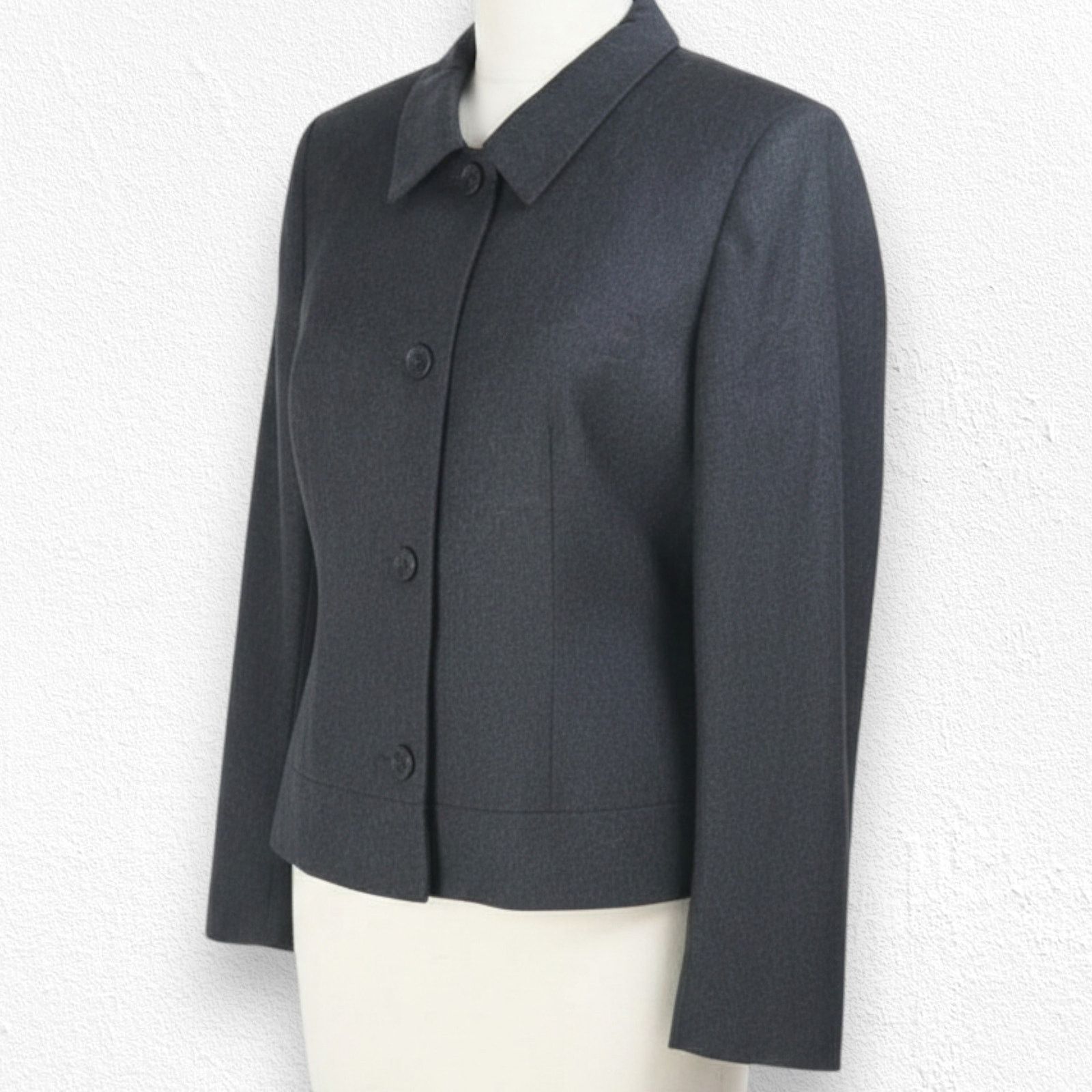 Vintage 90s Charcoal Gray Wool Single Breasted Blazer Jacket Size 10 Size L / US 10 / IT 46 - 1 Thumbnail