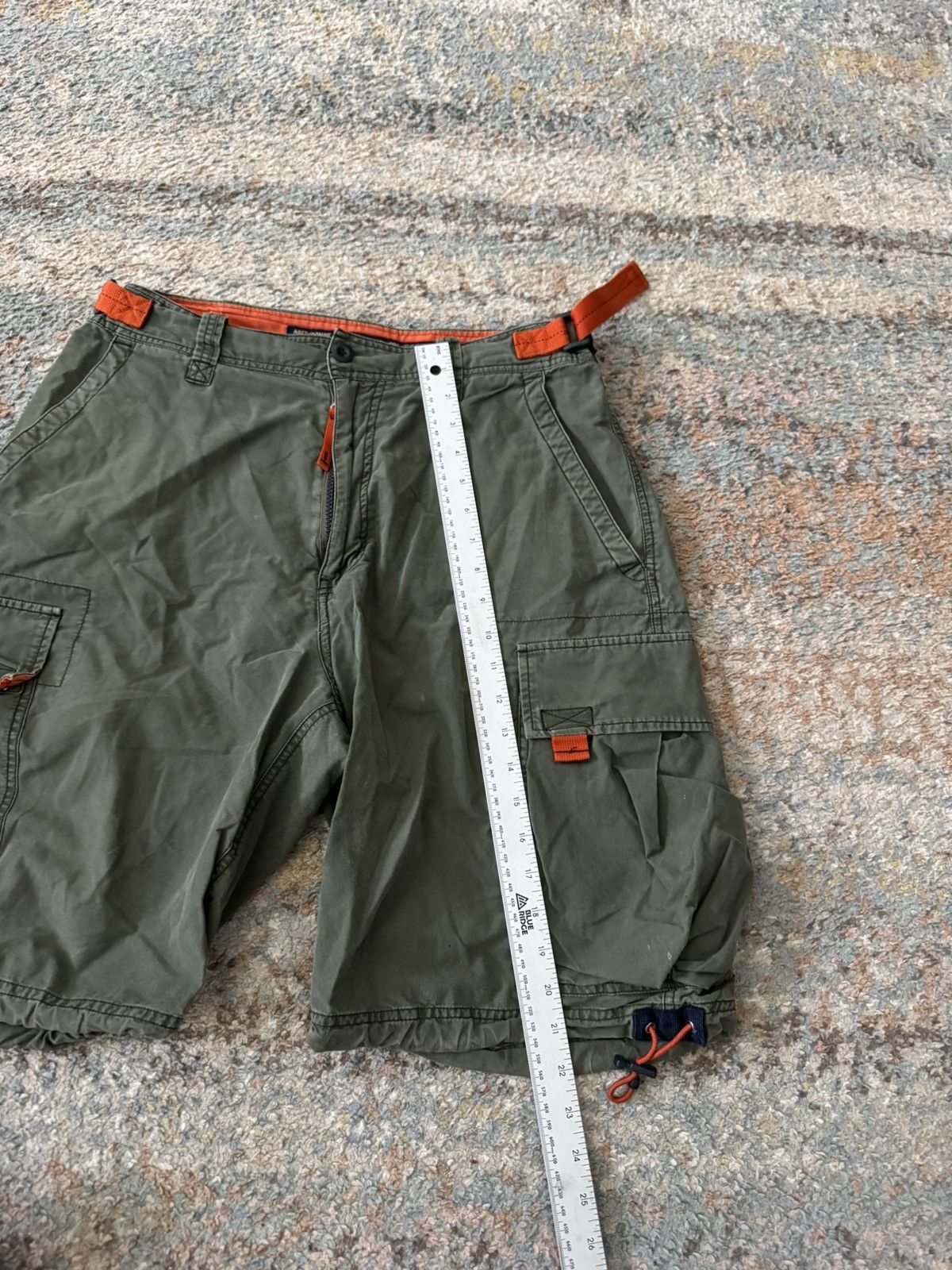 American Eagle Outfitters VTG Y2K Abercrombie Cargo Green Paratrooper Shorts 32 Orange Size US 32 / EU 48 - 6 Thumbnail