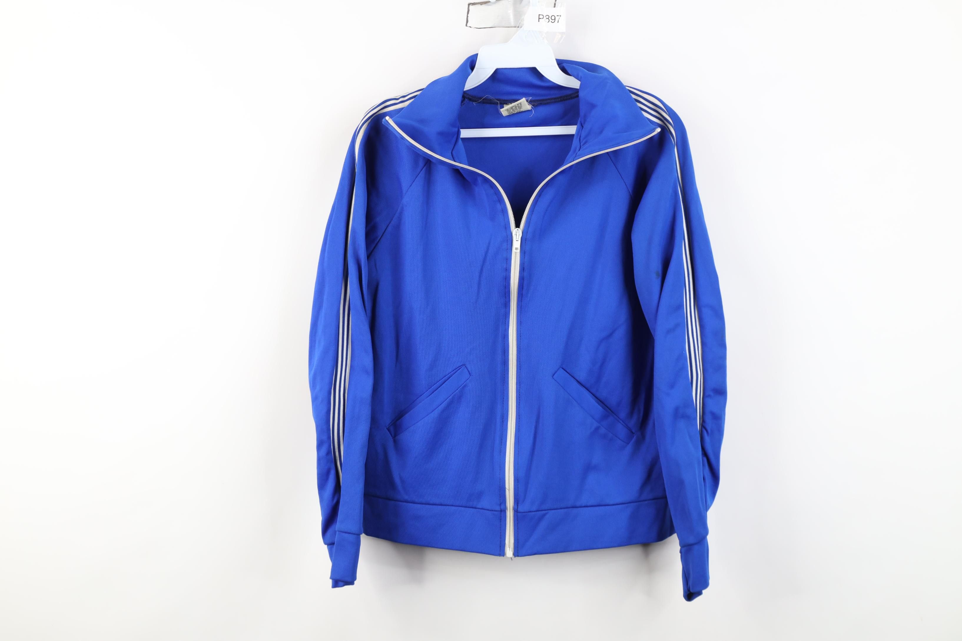 Vintage Vintage 70s Knit Warm Up Soccer Tennis Jacket Royal Blue USA Size S / US 4 / IT 40 - 1 Thumbnail