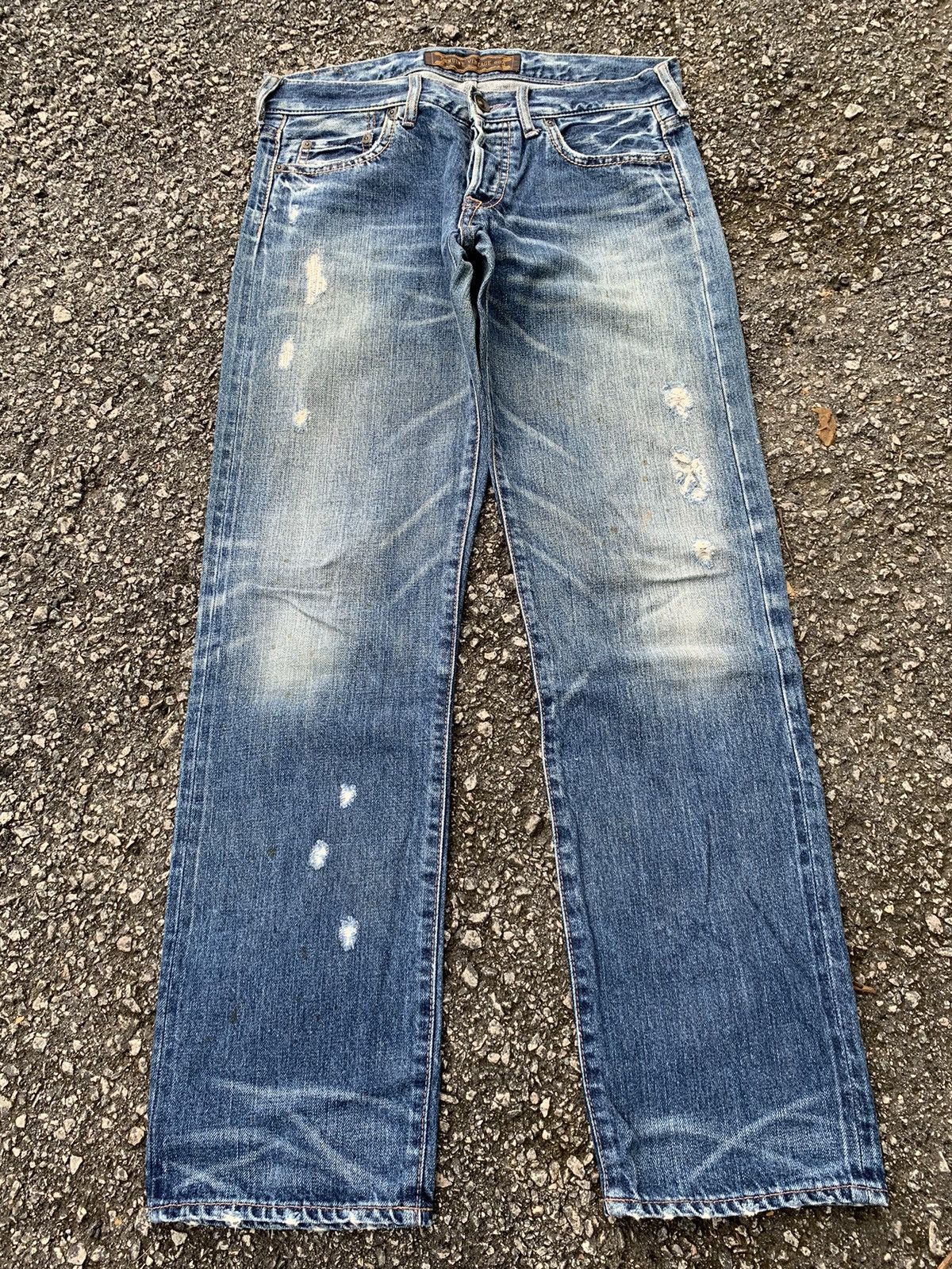 GOA GENUINE VINTAGE GOA JAPANESE SELVEDGE PUNK DISTRESSED DENIM☠️ Size US 30 / EU 46 - 2 Thumbnail