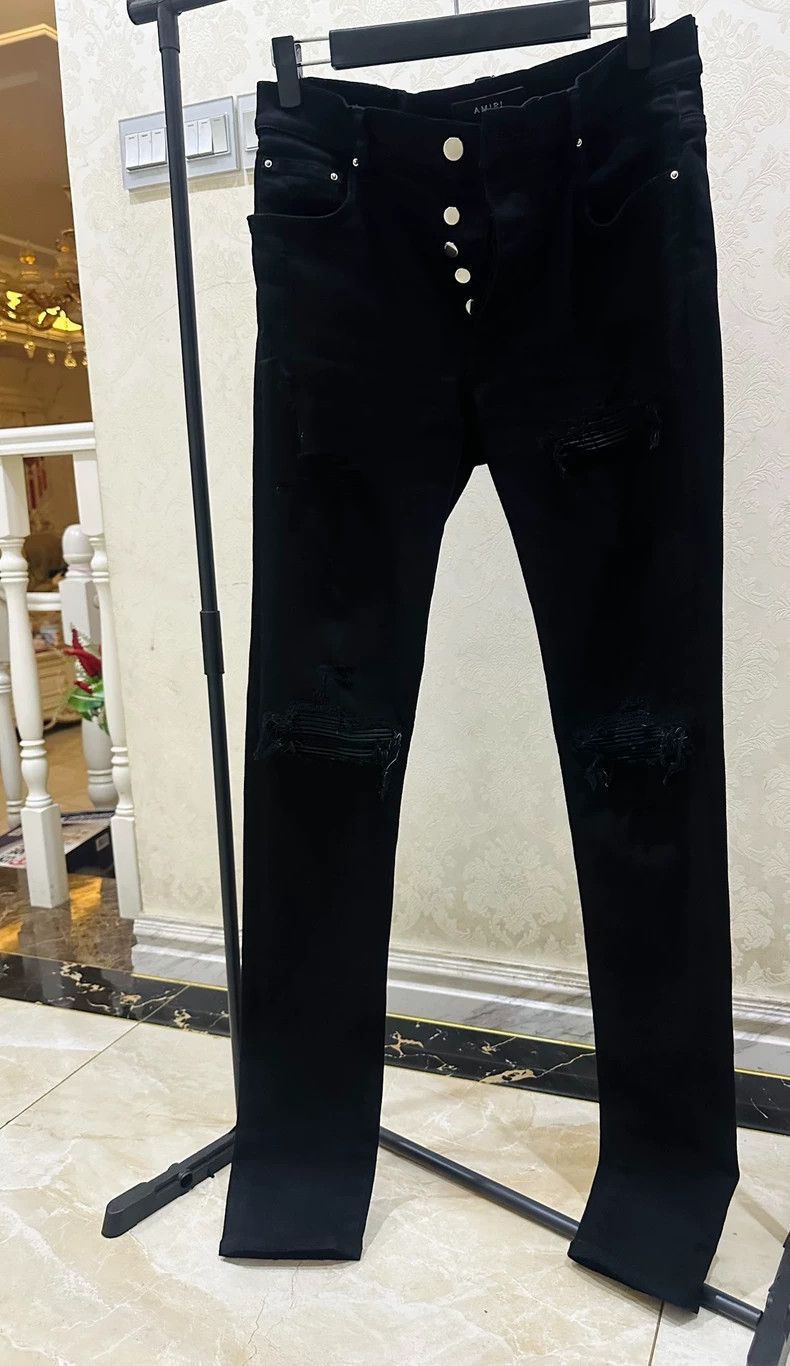 Amiri Amiri black ripped denim jeans Size US 32 / EU 48 - 1 Thumbnail