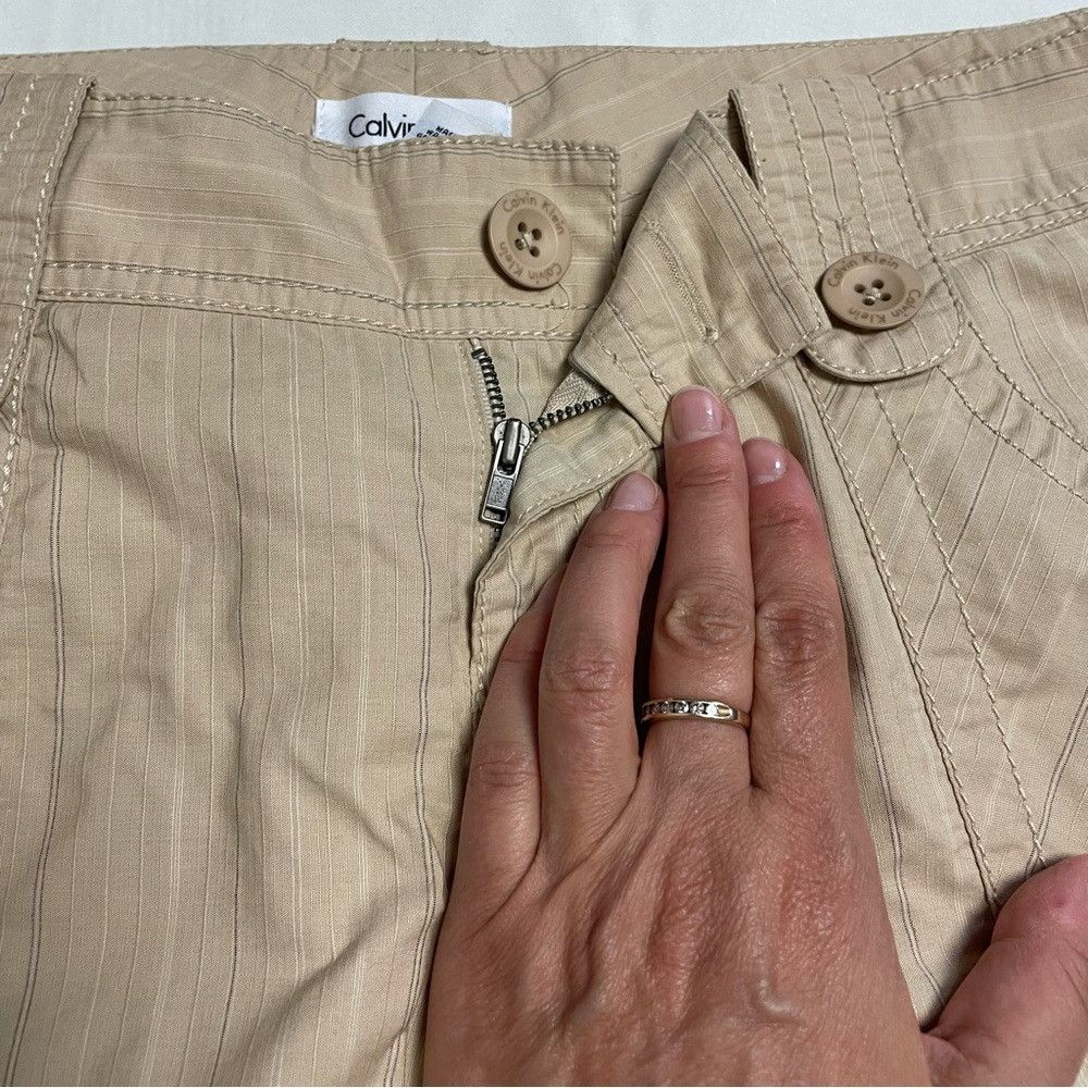Calvin Klein Calvin Klein Bootcut Beige Striped Cotton Pants Size 8 Size 30" / US 8 / IT 44 - 6 Thumbnail