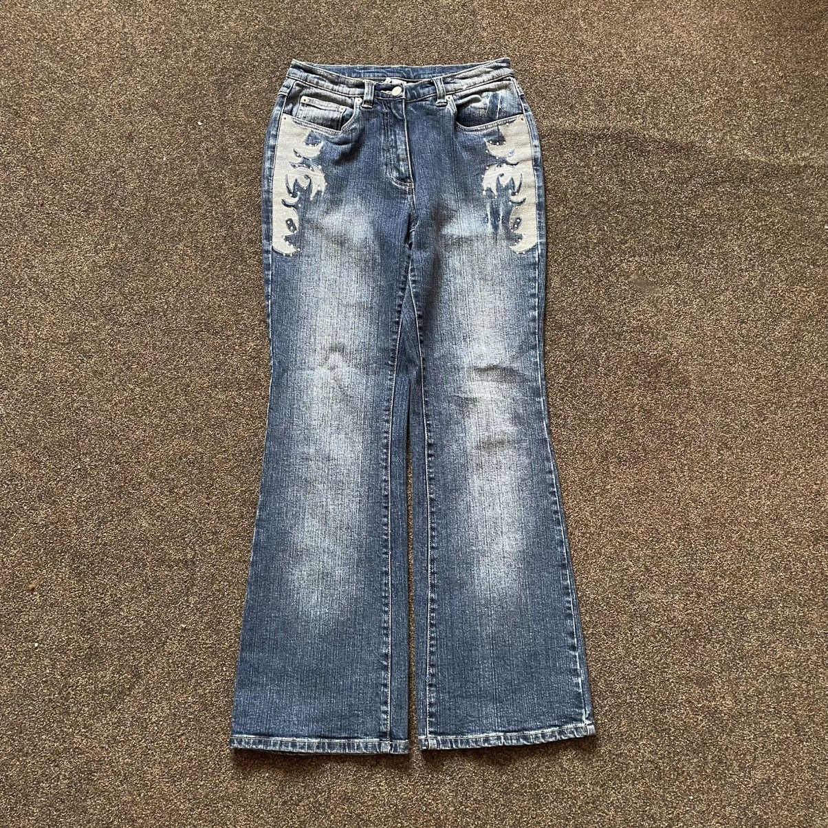 Vintage vintage pants bootcut jeans Y2K flared skulls fade Size 35" - 1 Thumbnail