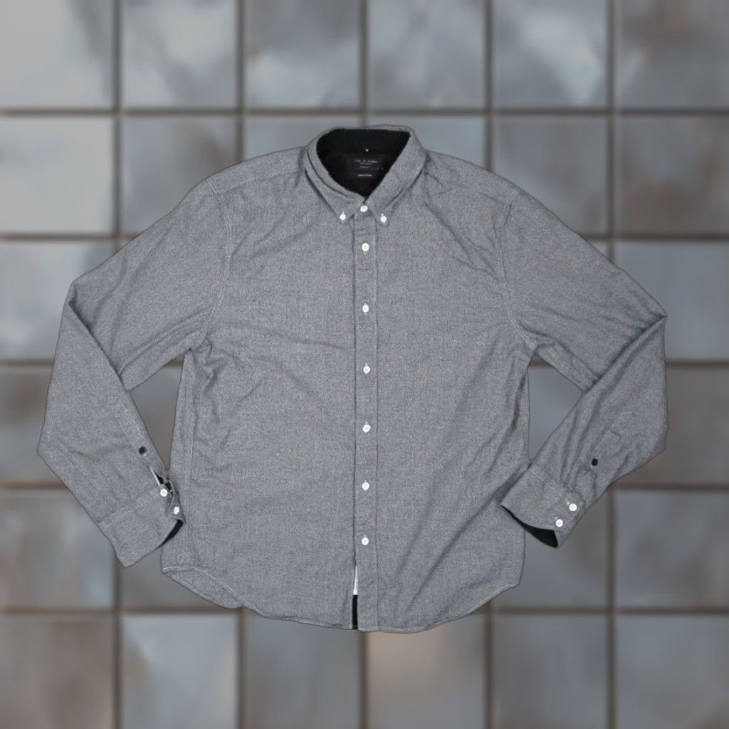 Rag & Bone Rag & Bone Shirt Mens Large Gray Slim Fit Button Up Designer Casual Work Flip Cuff Size US L / EU 52-54 / 3 - 1 Thumbnail