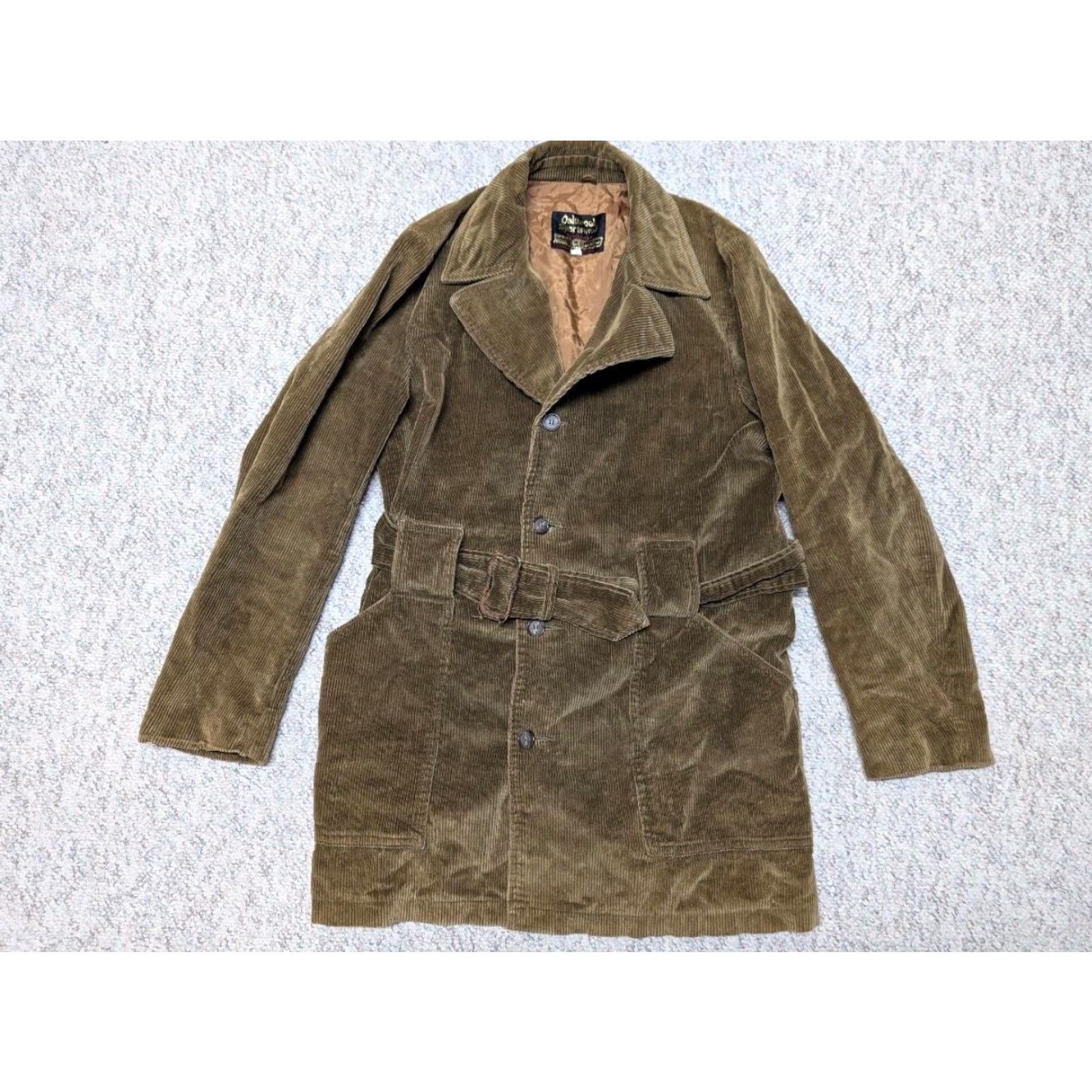 Vintage VINTAGE NORFOLK corduroy coat BELTED green 38 jacket blazer TALL/LONG sherlock Mens Size 36R - 4 Thumbnail