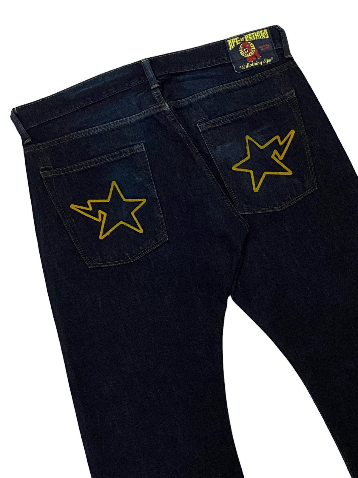 Bape Bapesta Embroidery Logo Denim Pants Size US 35 - 3 Thumbnail