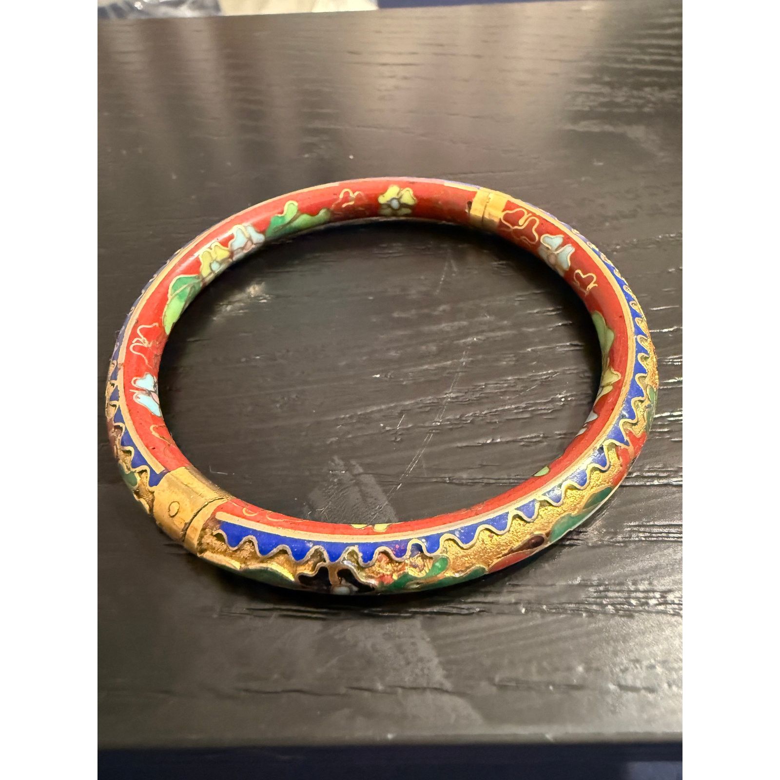Other Vintage Cloisonné Hinged Bangle Bracelet Size ONE SIZE - 1 Thumbnail