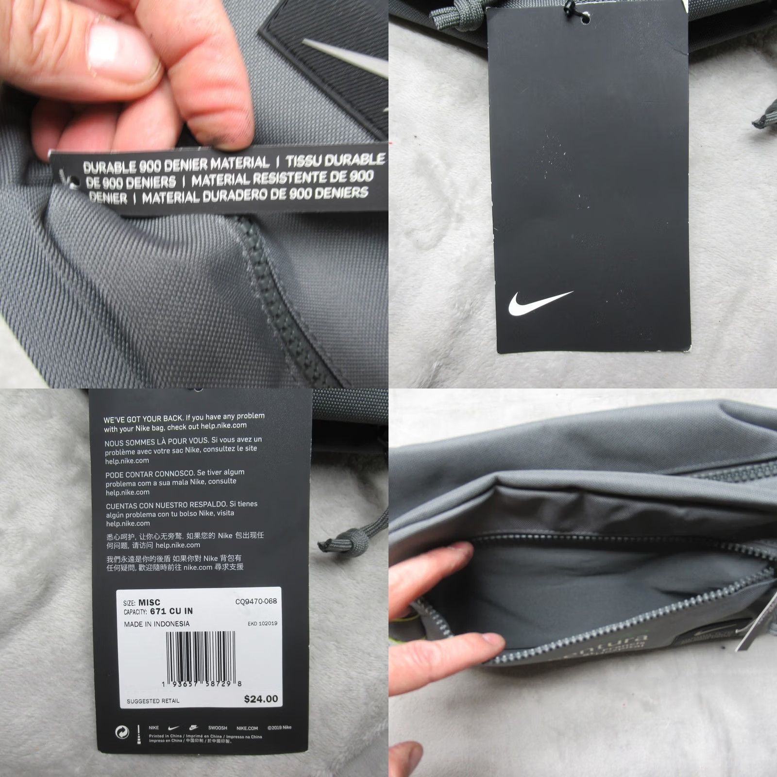 Nike Nike Utility Dopp Kit Bag Grey 900 Denier Zip Front Pocket Water Resistant Nylon Travel Men Misc Size ONE SIZE - 8 Thumbnail